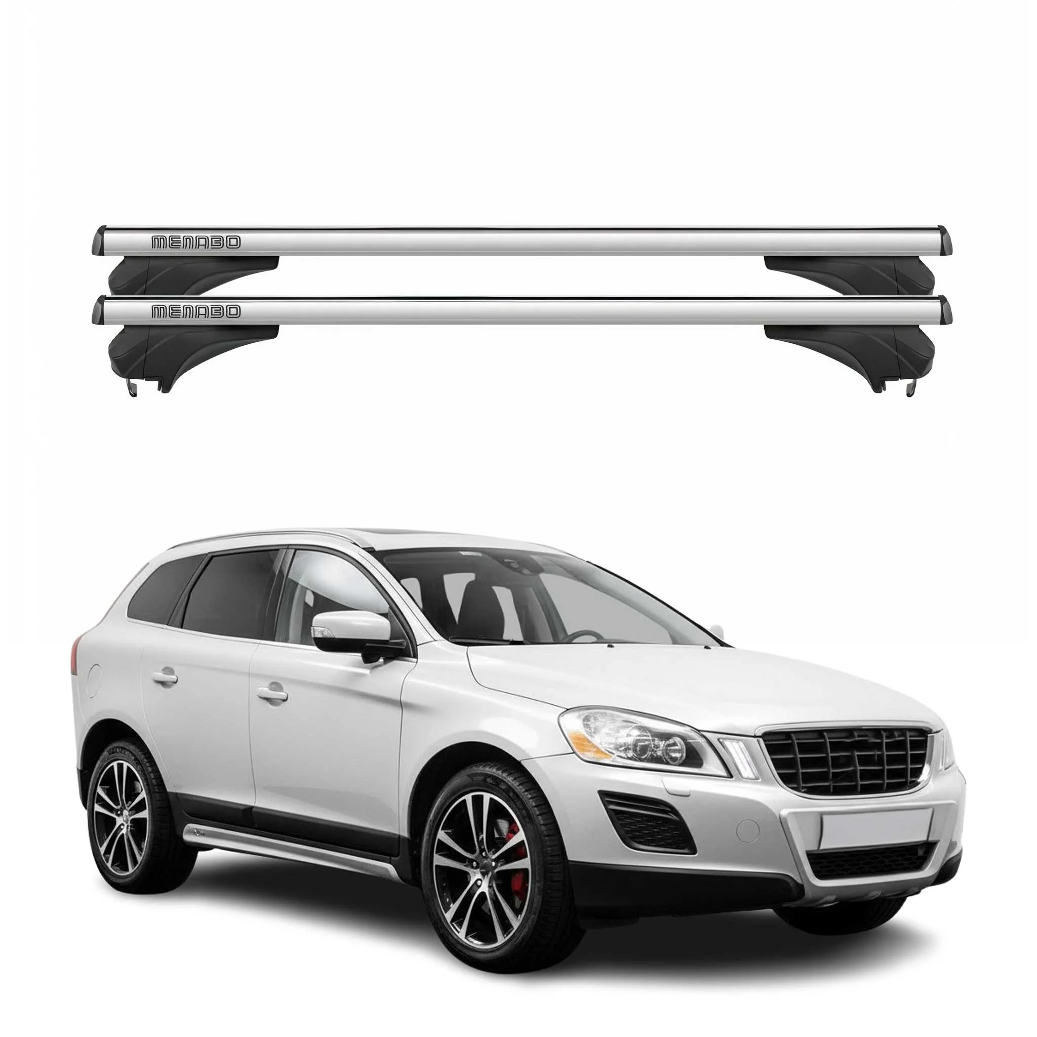 Menabo Dachträger Grundtäger für Volvo XC60 I 2008-2013 Pre-FL Alu Silber 2 tlg
