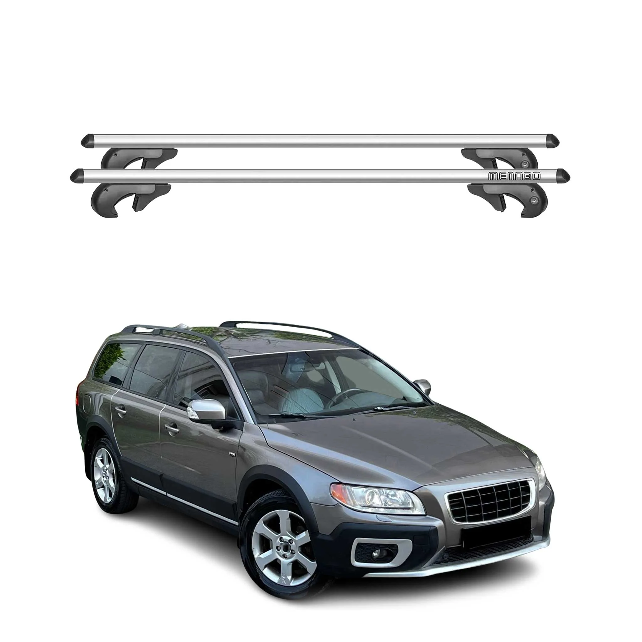 Menabo Dachträger Grundtäger für Volvo XC70 2008-2016 90kg Aluminium Silber 2tlg