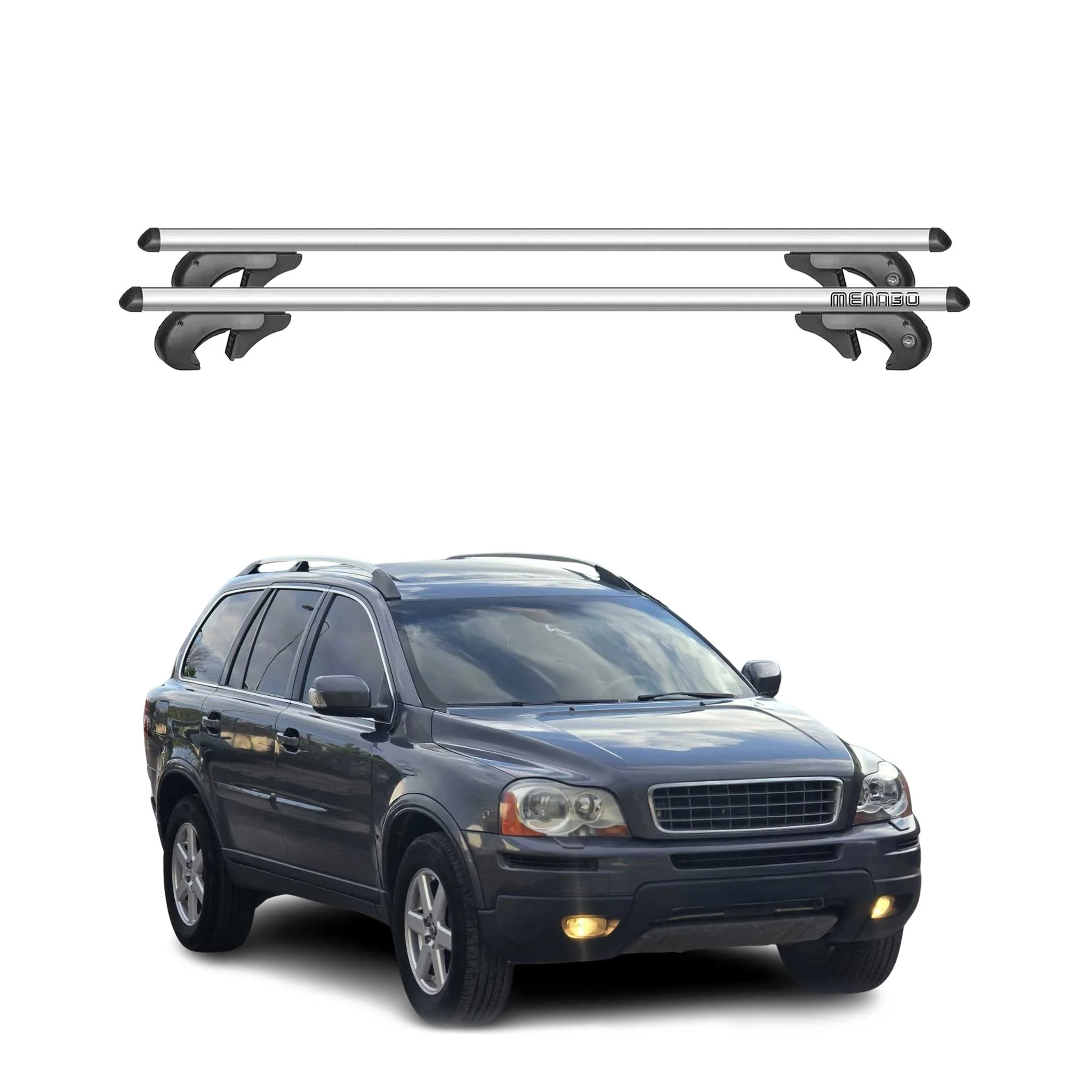Menabo Dachträger Grundtäger für Volvo XC90 I 2006-2014 FL Aluminium Silber 2x