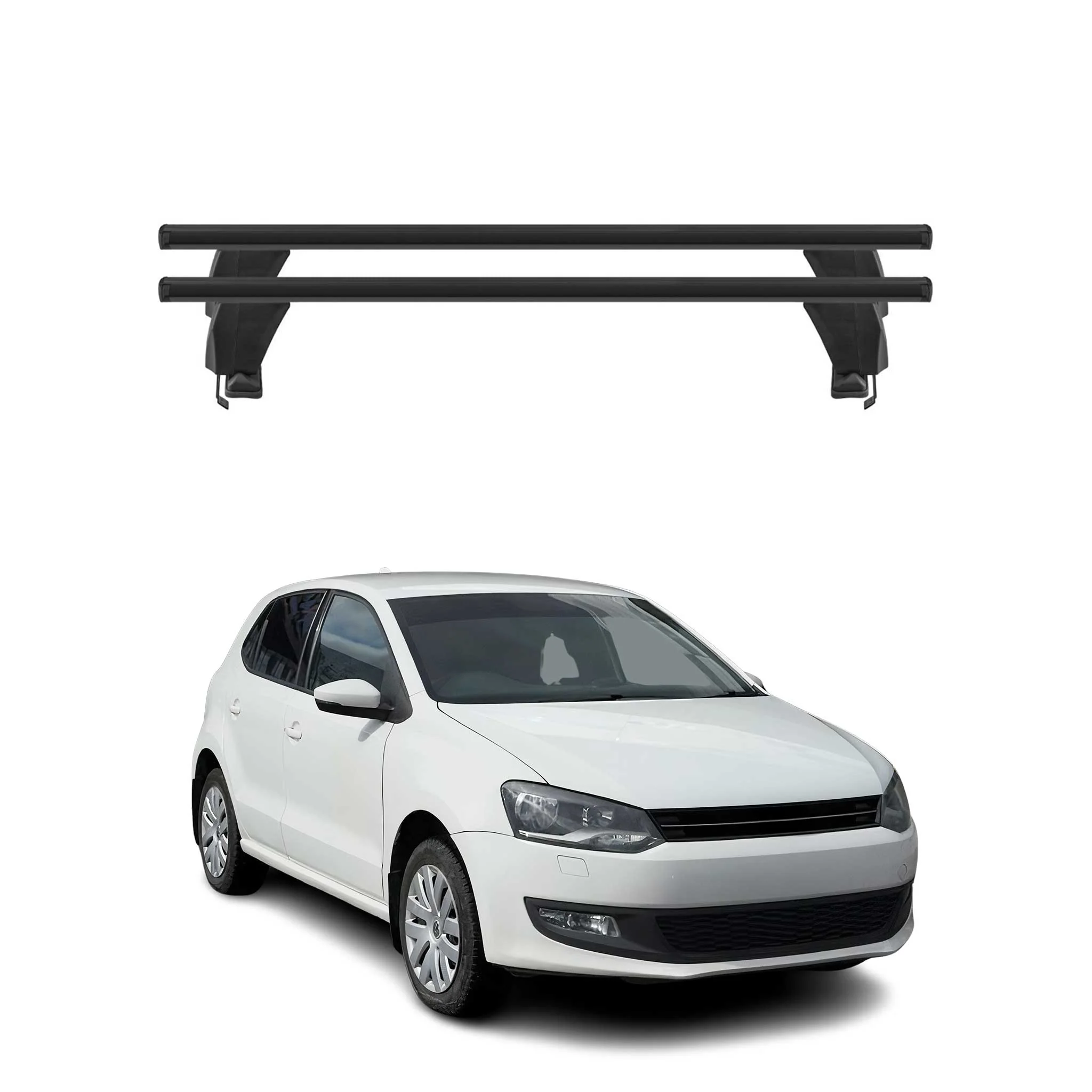 Menabo Dachträger Grundtäger für VW Polo 2009-2017 5tür 50kg Alu Schwarz 2 tlg