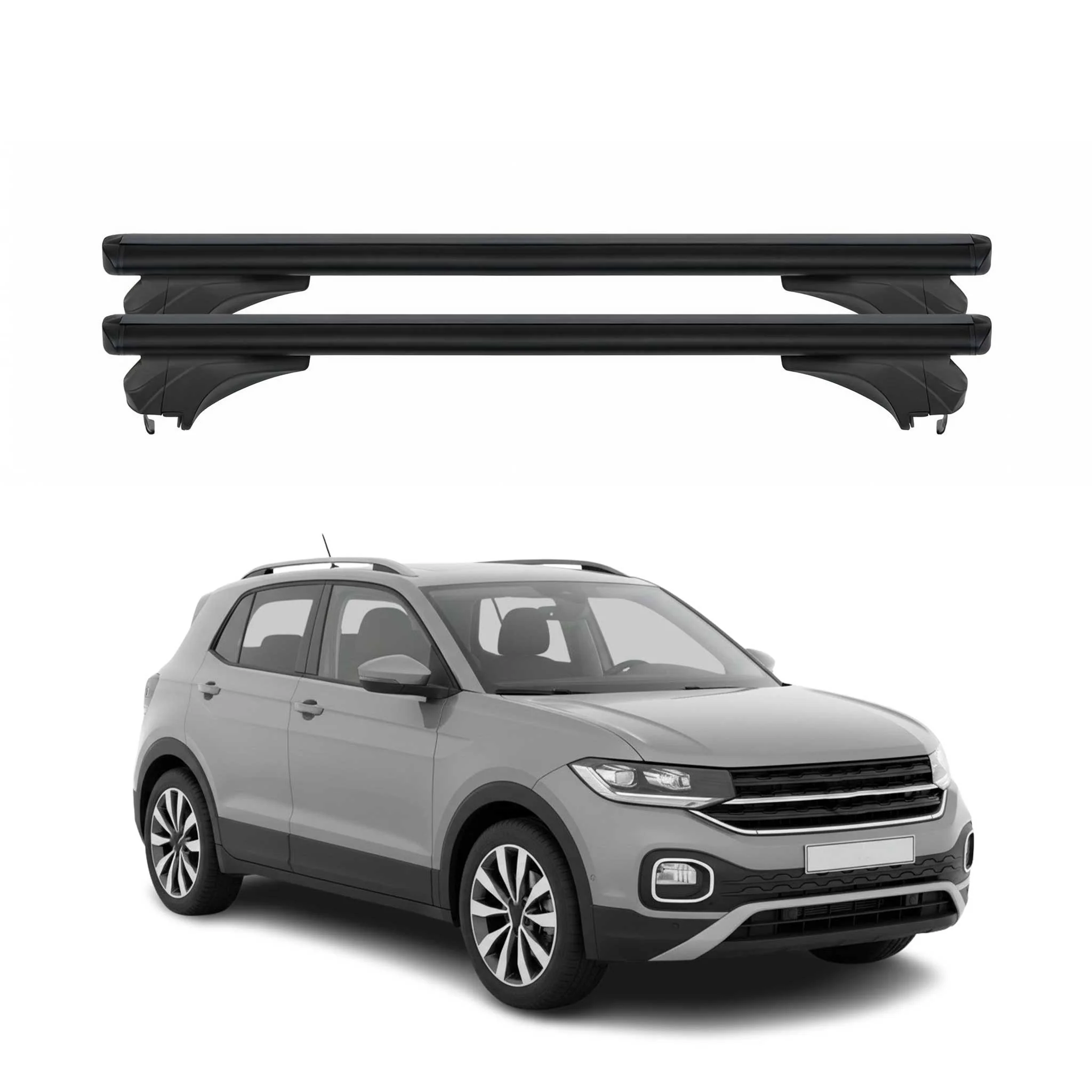 Menabo Dachträger Grundtäger für VW T-Cross 2024-2026 FL Aluminium Schwarz 2 tlg