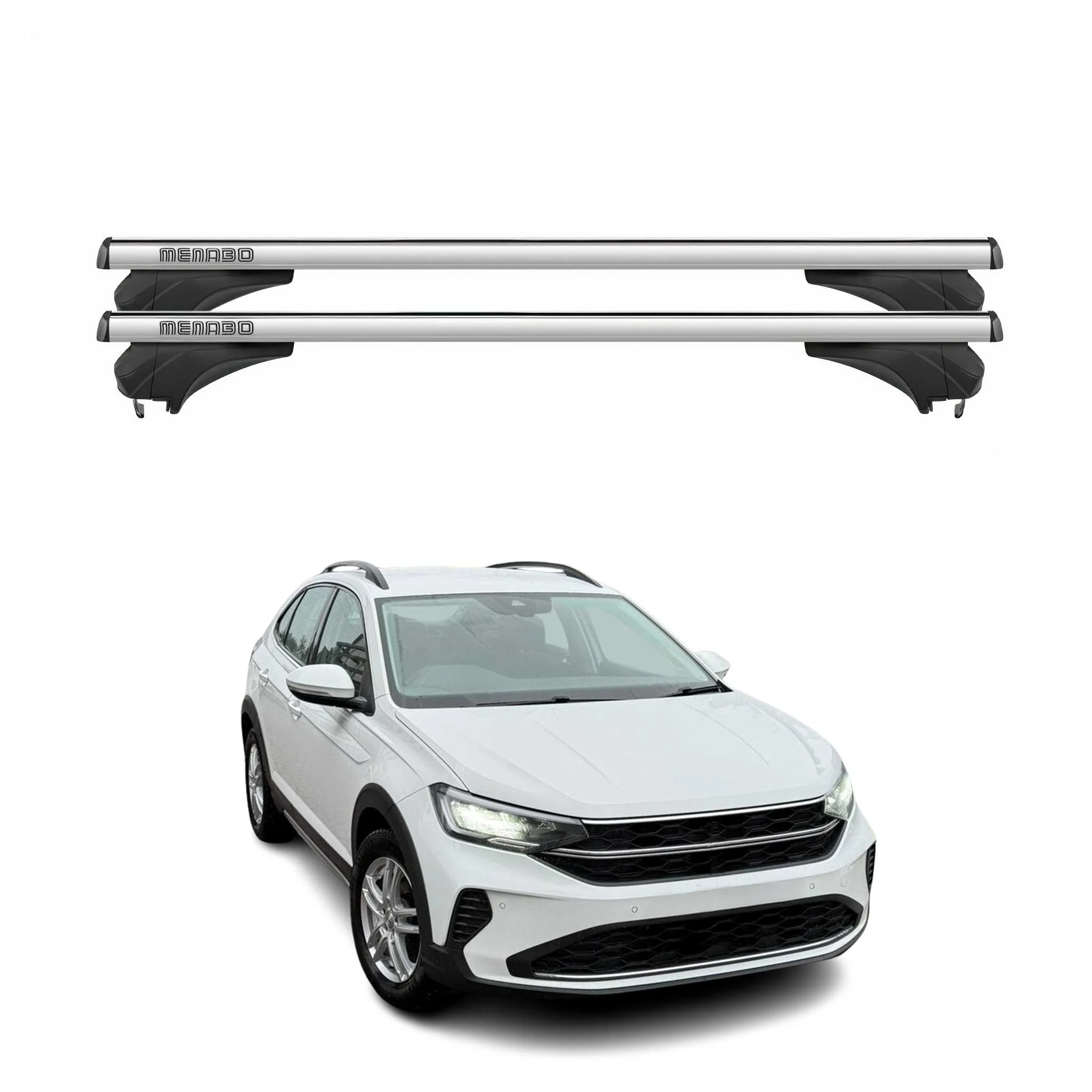 Menabo Dachträger Grundtäger für VW Taigo 2021-2026 Aluminium Silber 2 tlg