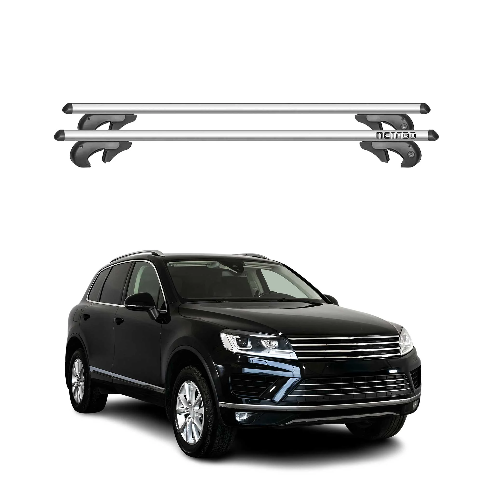 Menabo Dachträger Grundtäger für VW Touareg mk2 2010-2018 90kg Alu Silber 2x