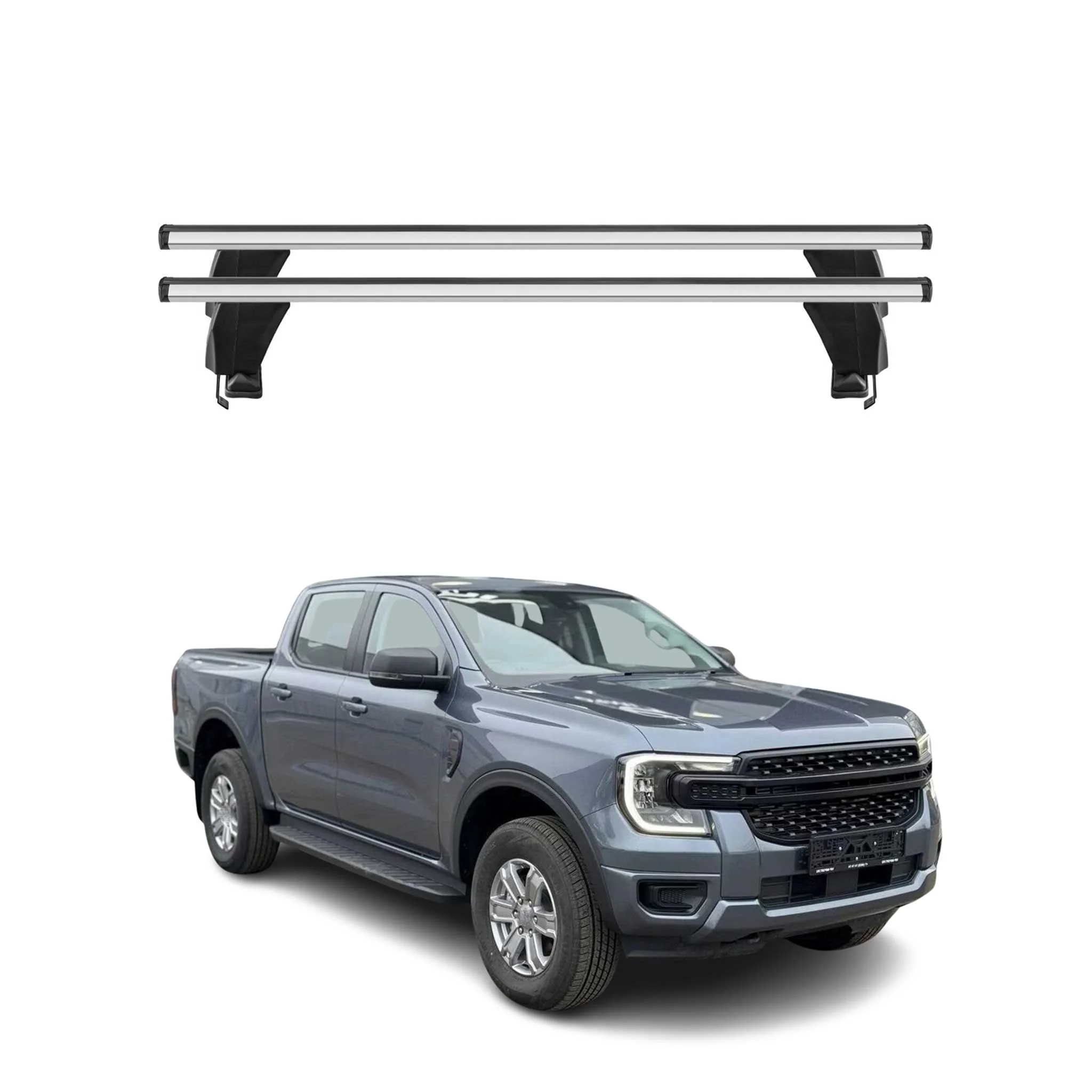 Menabo Dachträger Grundträger für Ford Ranger T6 II 2022-2026 Alu Grau 2tlg