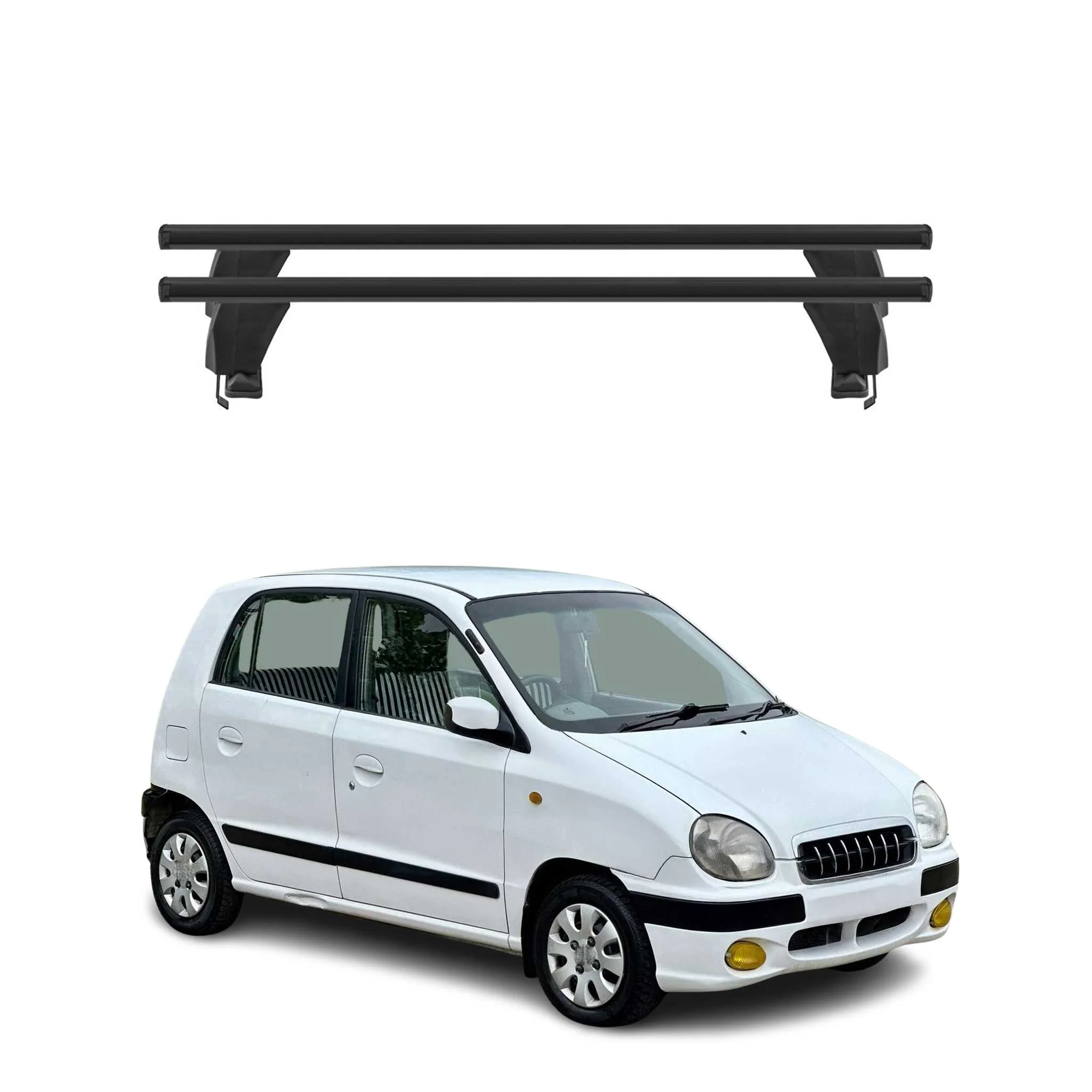 Menabo Dachträger Grundträger für Hyundai Atos Prime 1999-2008 Alu Schwarz 2tlg