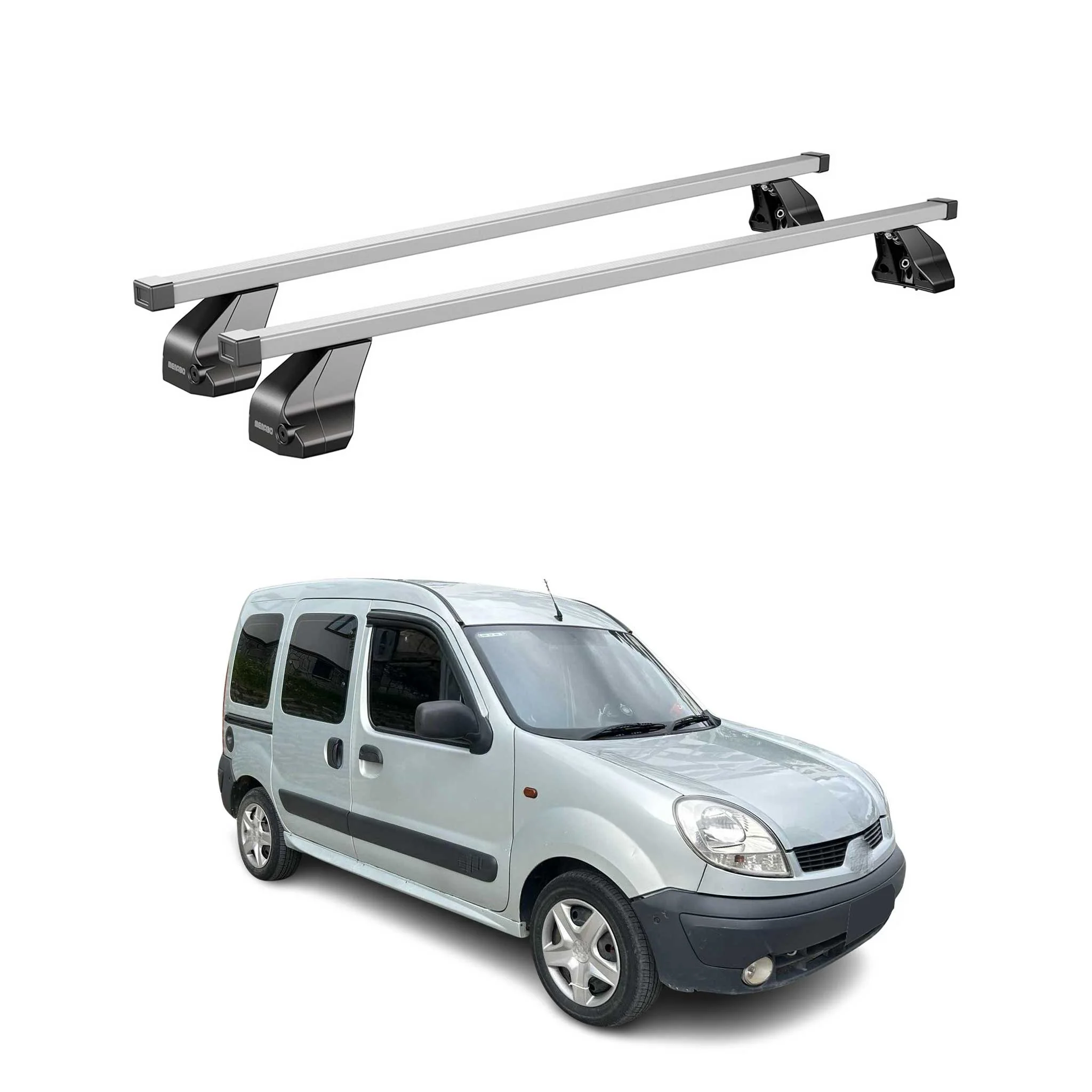 Menabo Dachträger Grundträger für Nissan Kubistar 2003-2009 Stahl Grau 2tlg