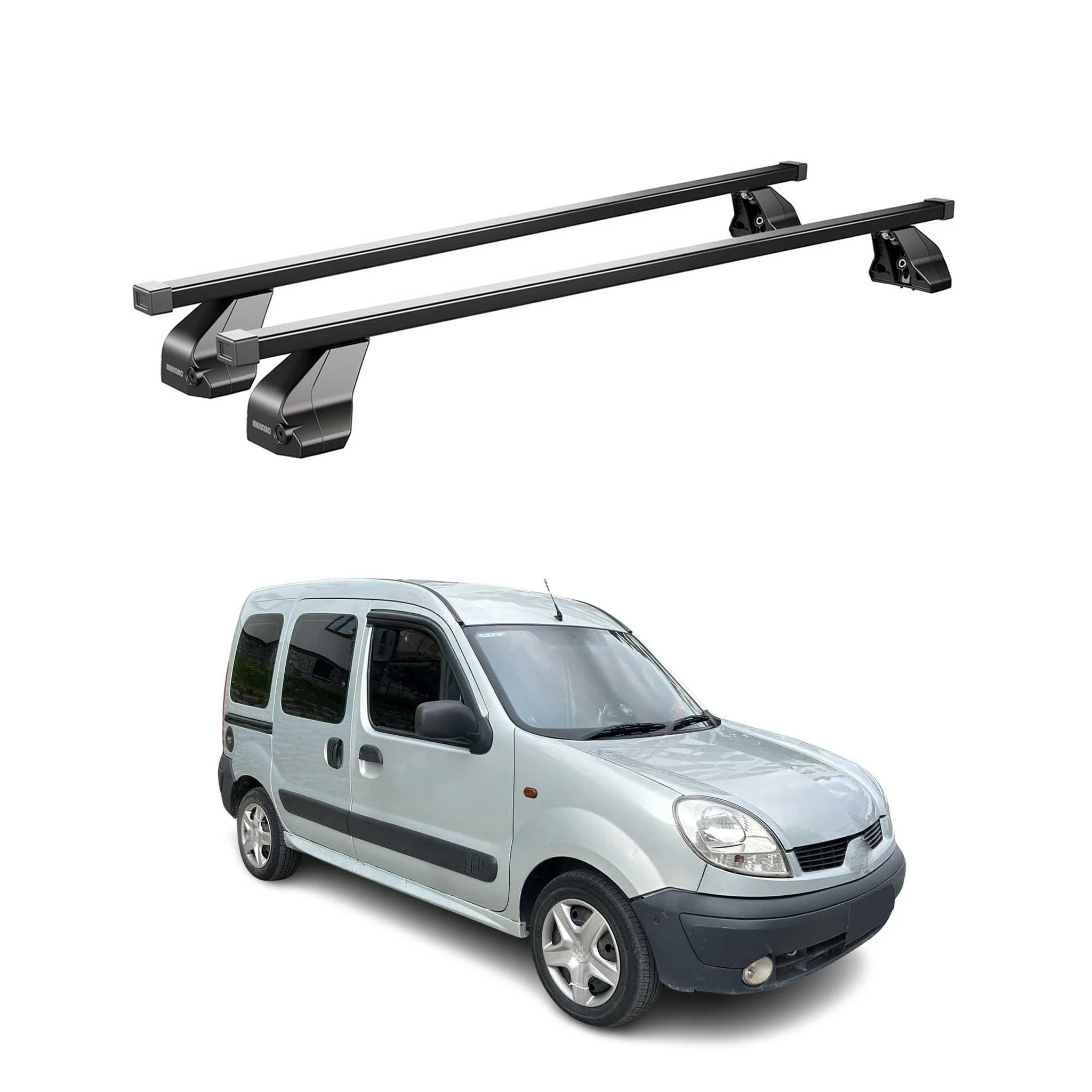 Menabo Dachträger Grundträger für Nissan Kubistar 2003-2009 Stahl Schwarz 2tlg