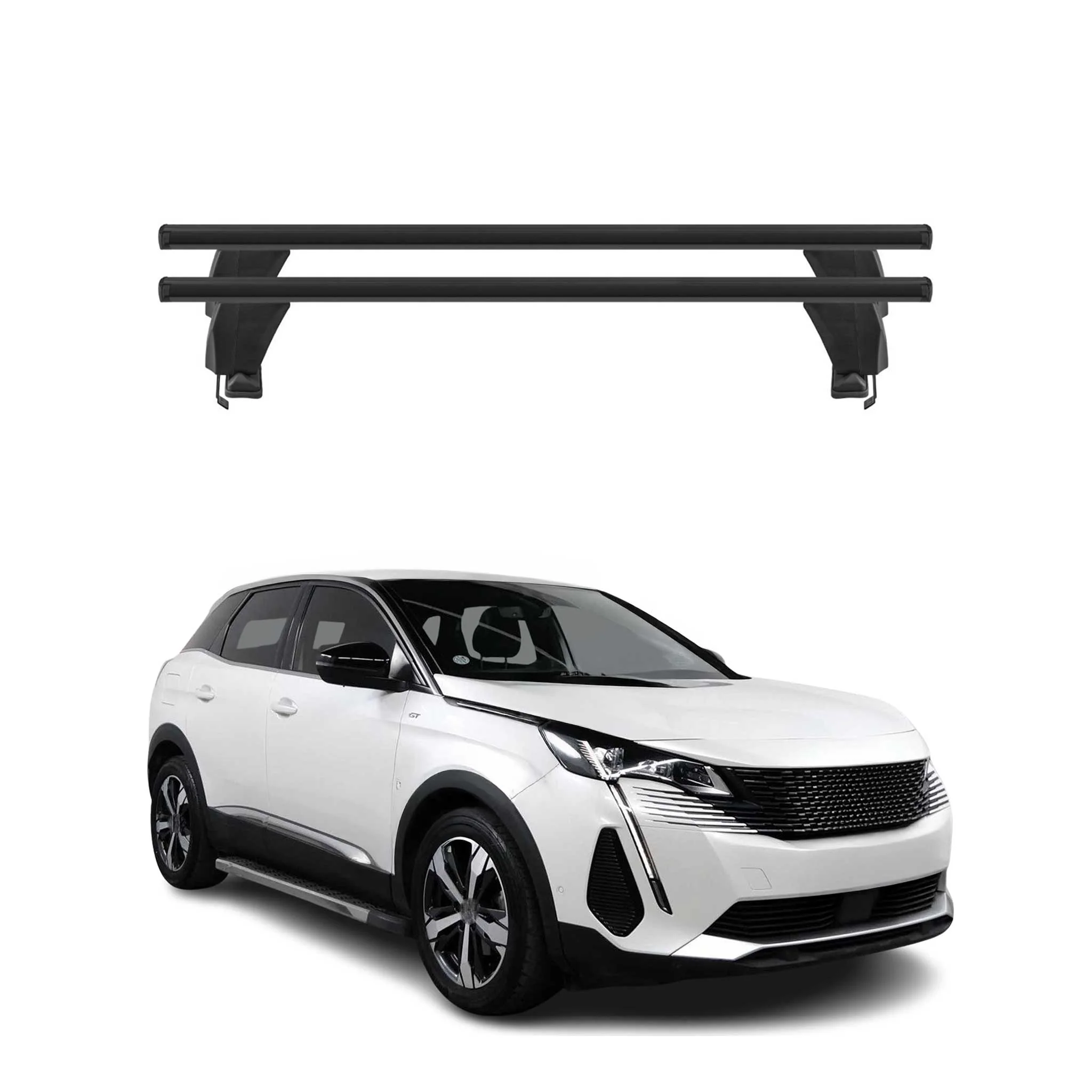 Menabo Dachträger Grundträger für Peugeot 3008 II 2021-2024 FL Alu Schwarz 2x