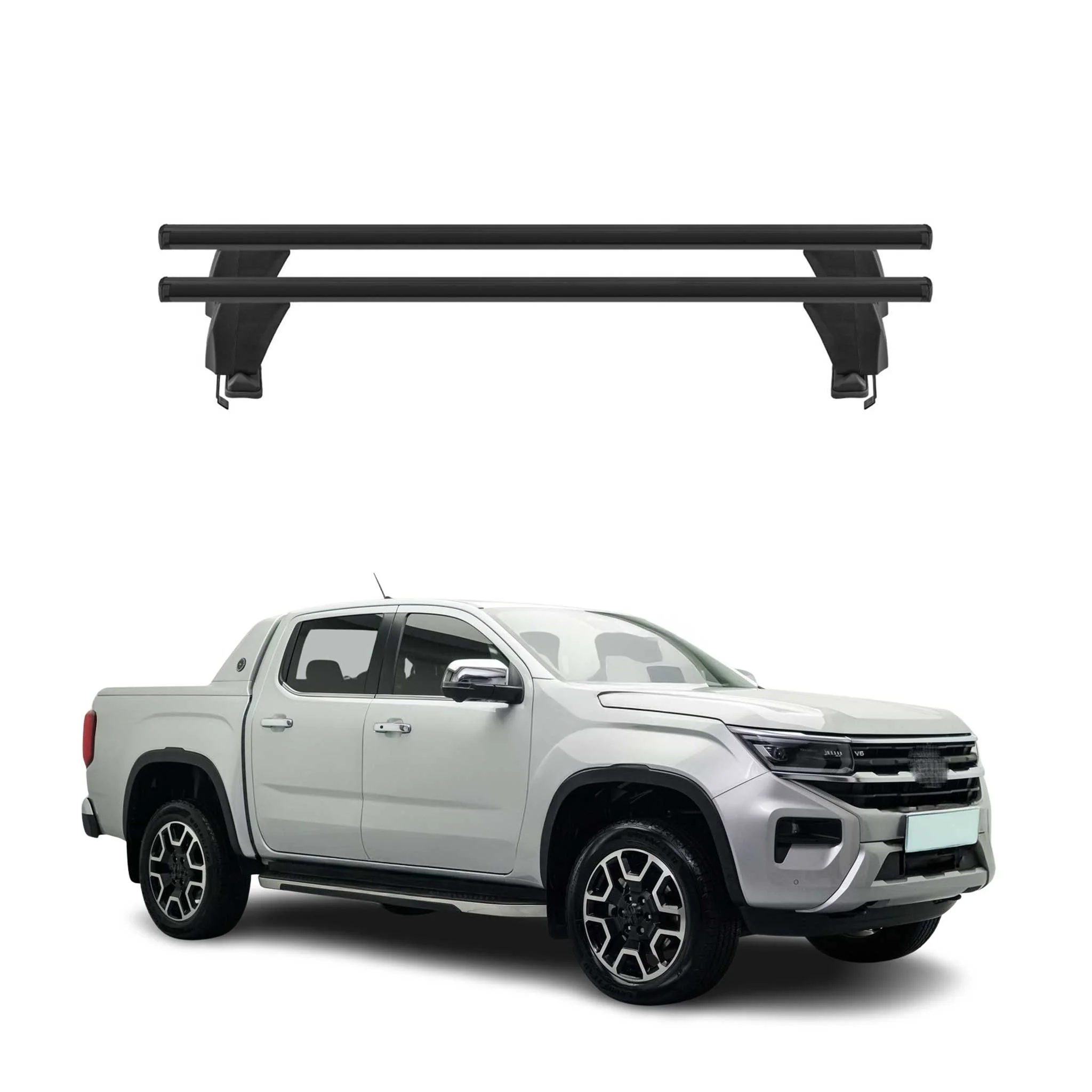 Menabo Dachträger Grundträger für VW Amarok mk2 2023-2026 Alu Schwarz 2tlg