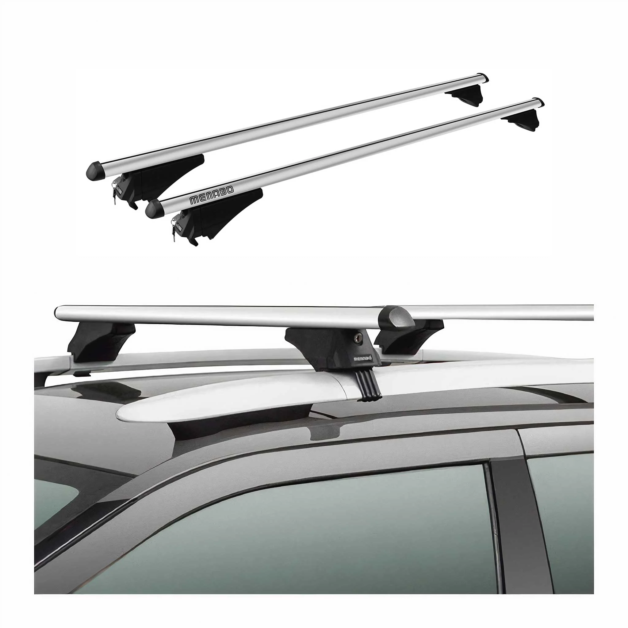 Menabo Dachträger Grundtäger für Audi A4 Allroad 2007-2015 75kg Alu Silber 2 tlg - Image 2