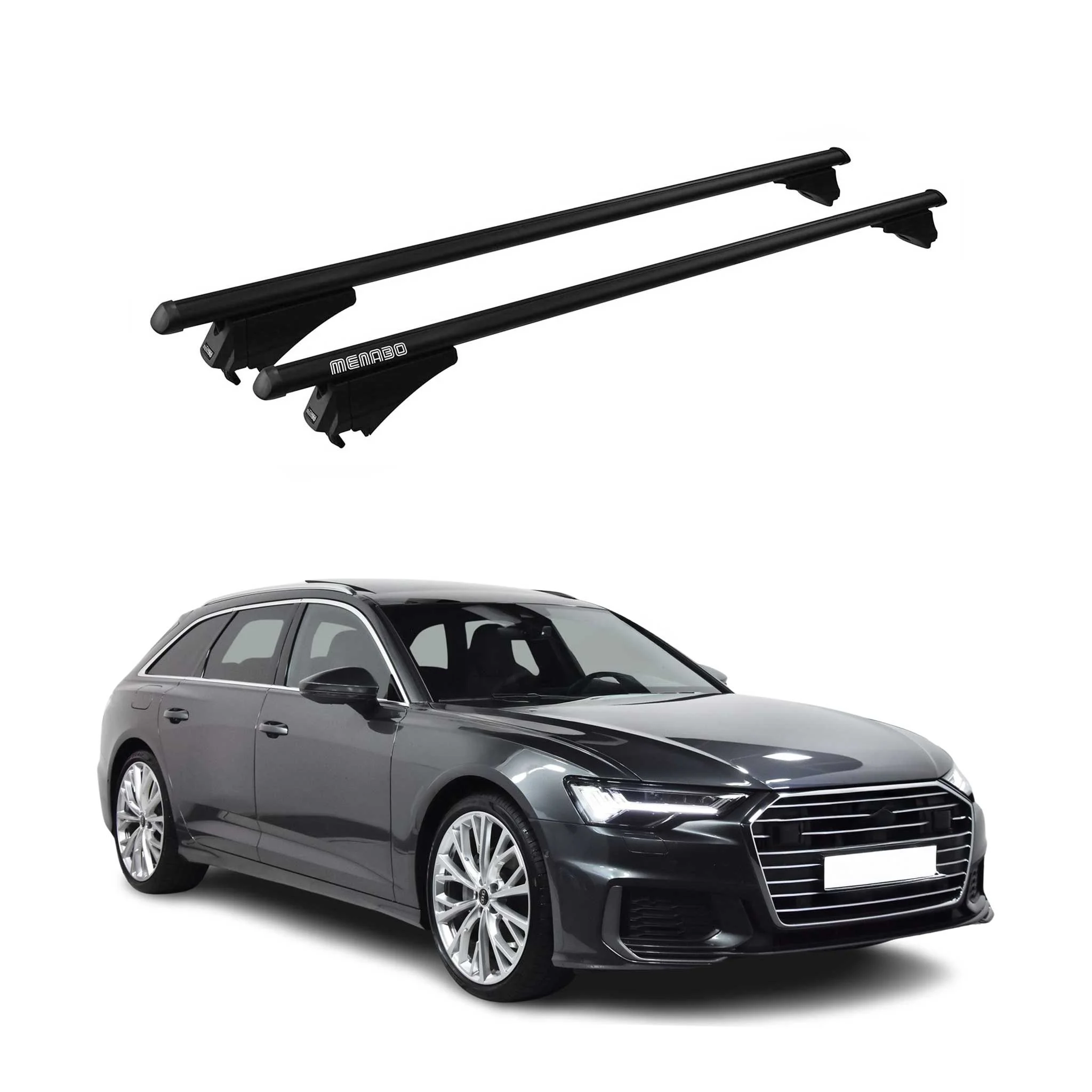 Menabo Dachträger Grundtäger für Audi A6 C8 Avant 2018-2025 75kg Alu Schwarz 2x