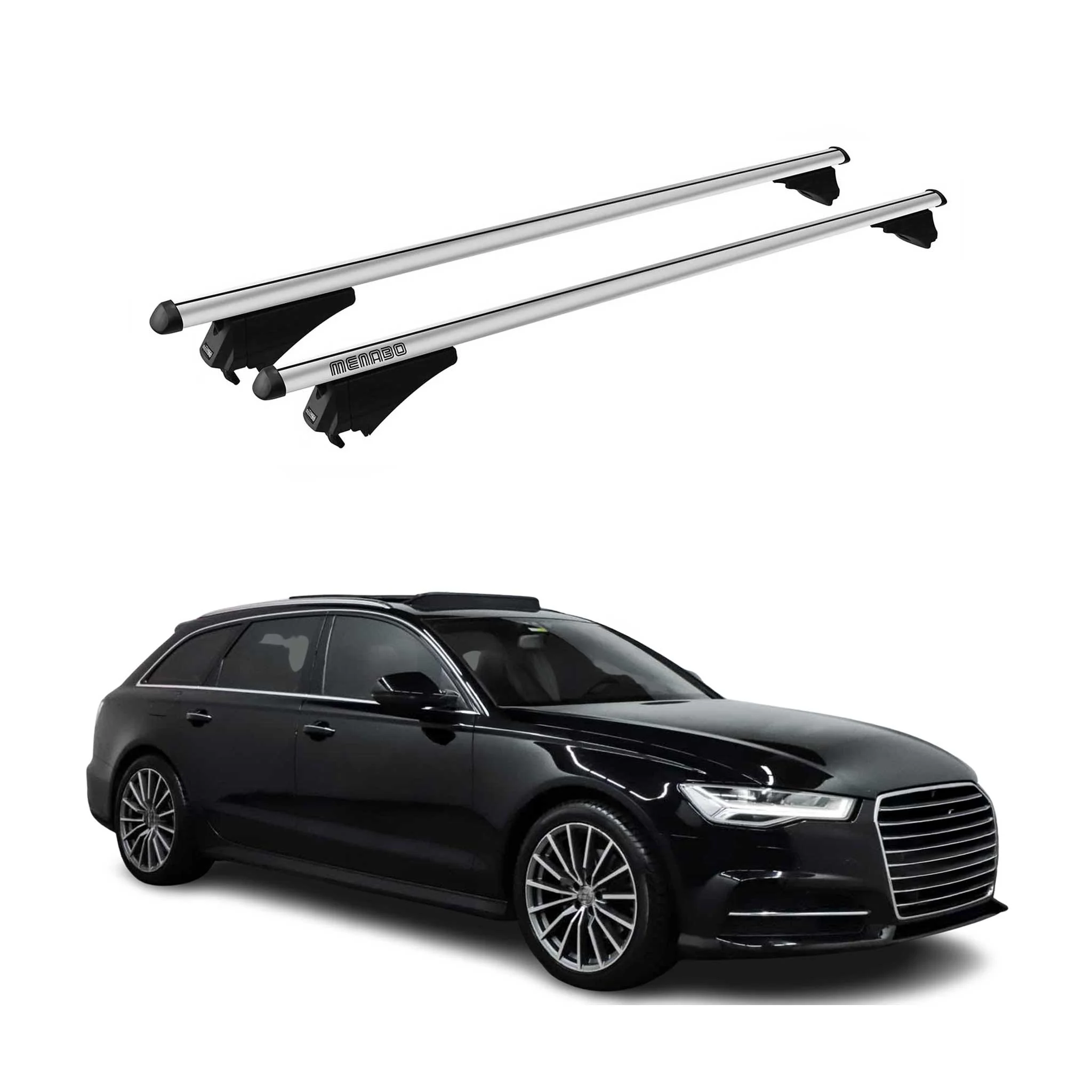 Menabo Dachträger Grundtäger für Audi A6 Avant 2015-2018 75kg Alu Silber 2 tlg