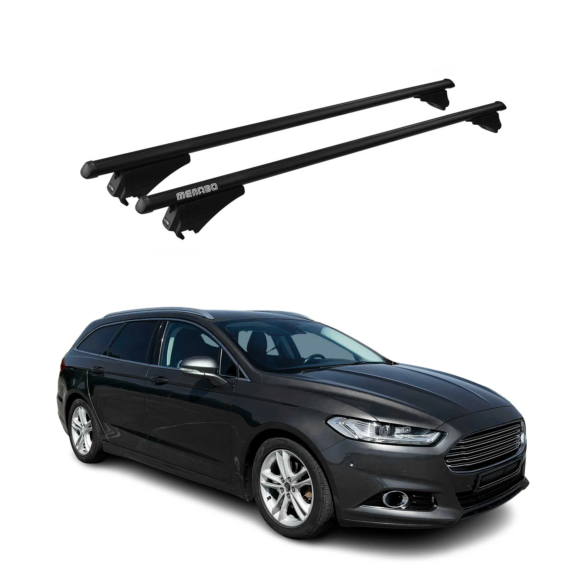 Menabo Grundträger Dachträger für Ford Mondeo mk5 Wagon 2014-2022 ABE Schwarz 2x