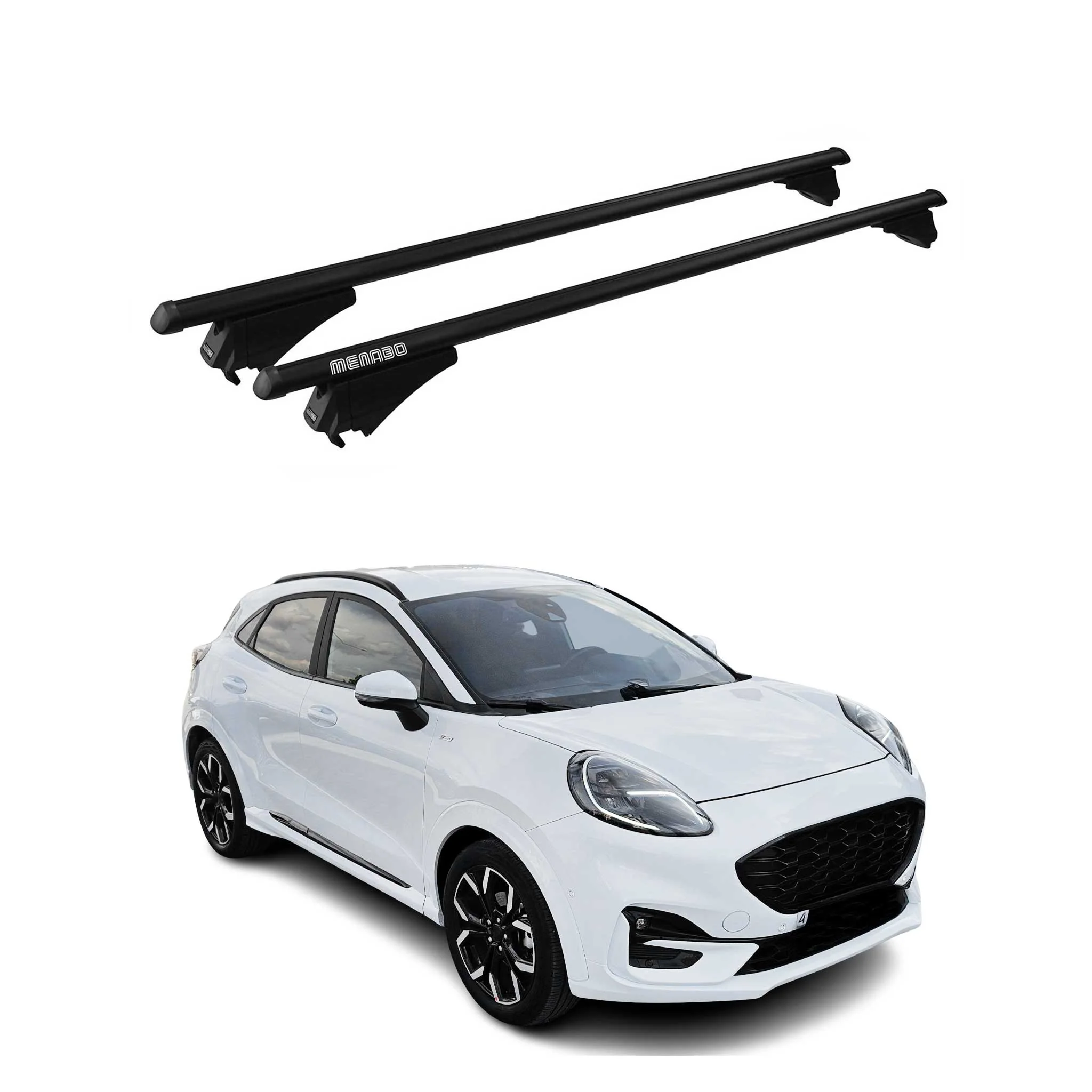 Menabo Dachträger Grundtäger für Ford Puma 2019-2026 75kg Alu Schwarz 2tlg