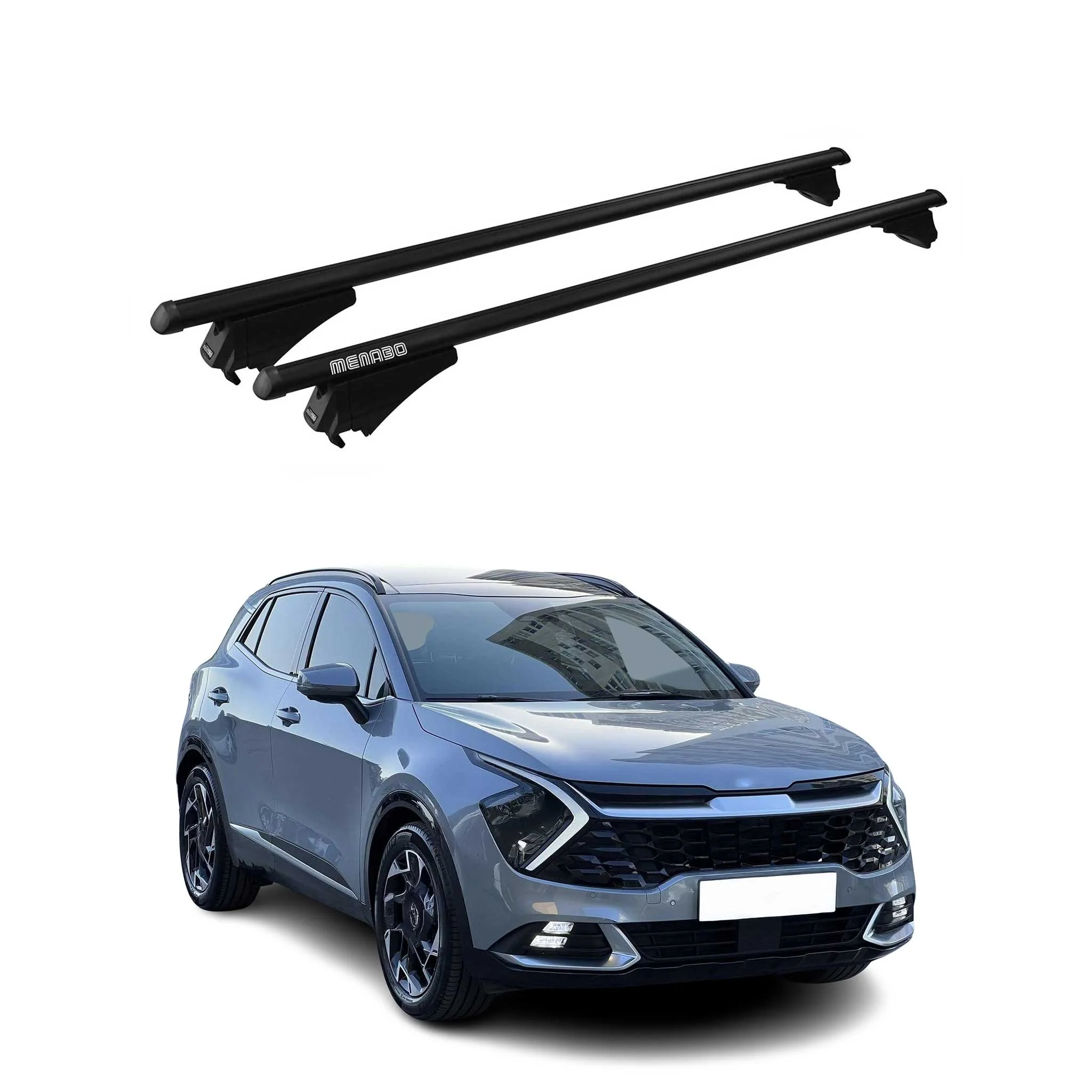 Menabo Dachträger Grundtäger für Kia Sportage NQ5 2023-2026 75kg Alu Schwarz 2x