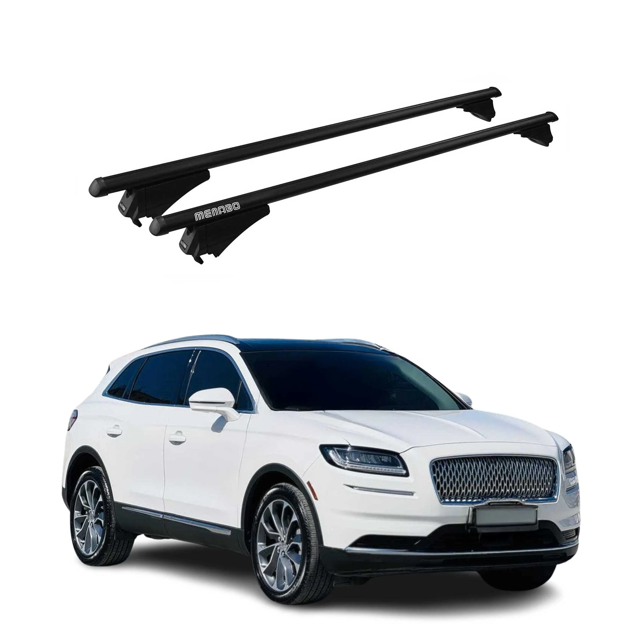 Menabo Grundträger Dachträger für Lincoln MKX Nautilus 2019-2023 ABE Alu Schwarz