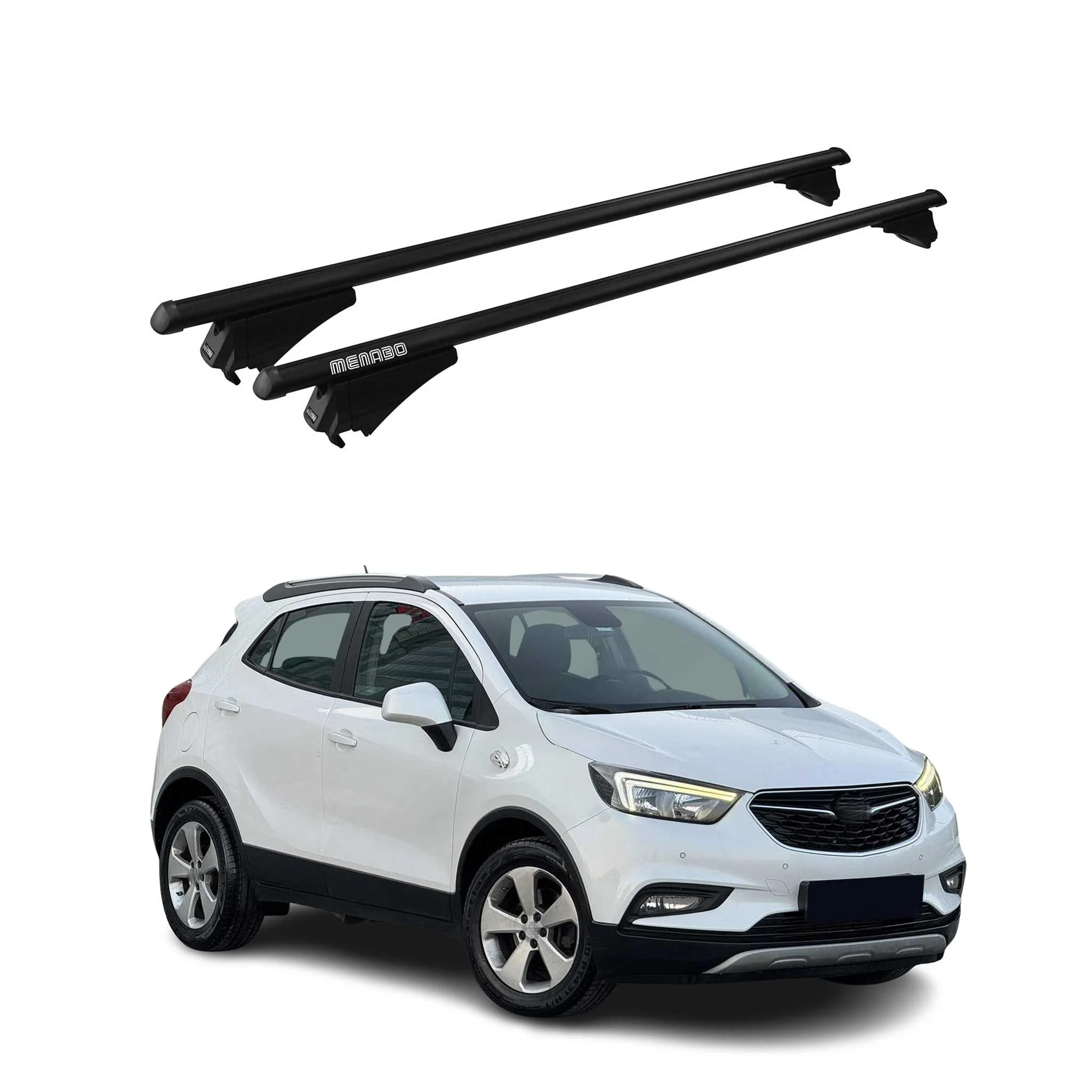 Menabo Grundträger Dachträger für Opel Mokka X 2016-2020 ABE Alu Schwarz 2x