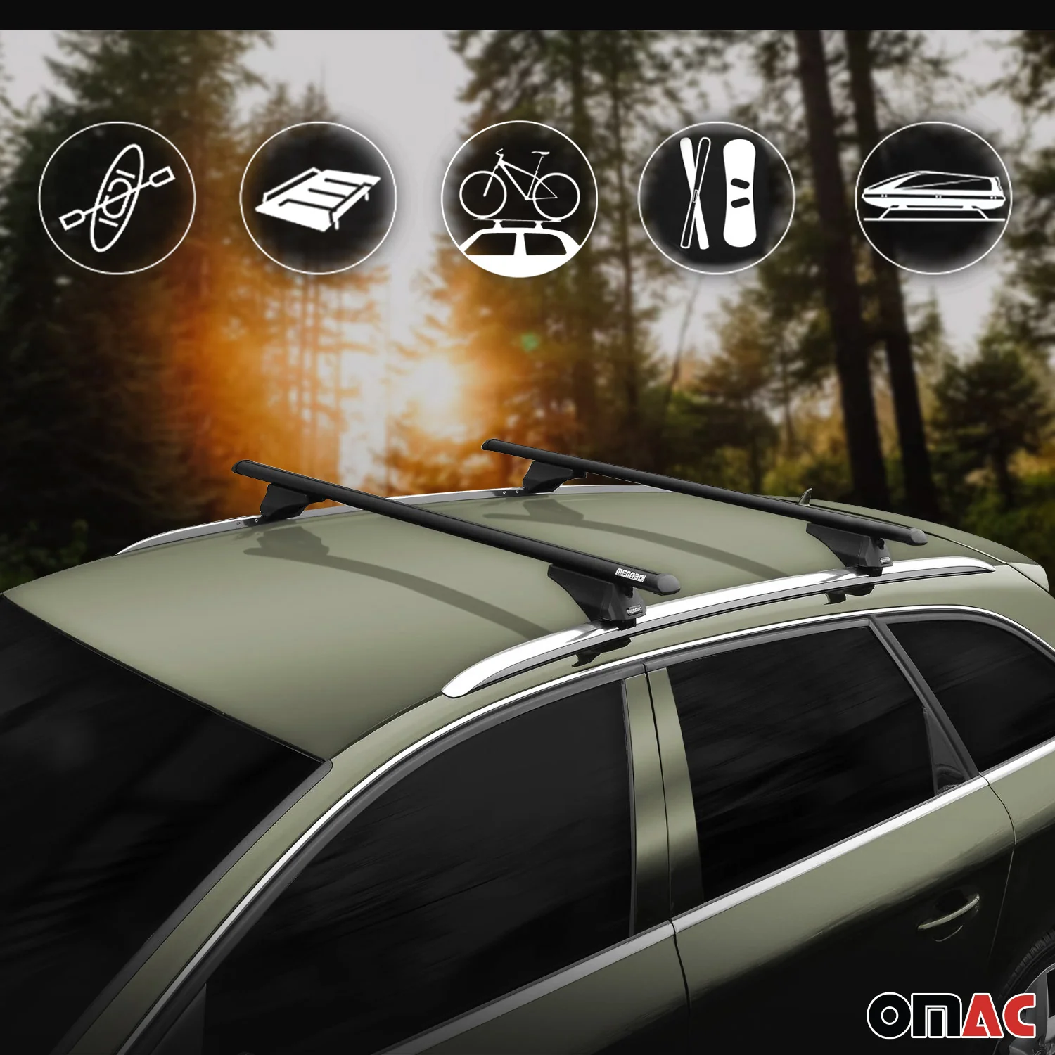 Menabo Grundträger Dachträger für Opel Mokka X 2016-2020 ABE Alu Schwarz 2x - Image 8