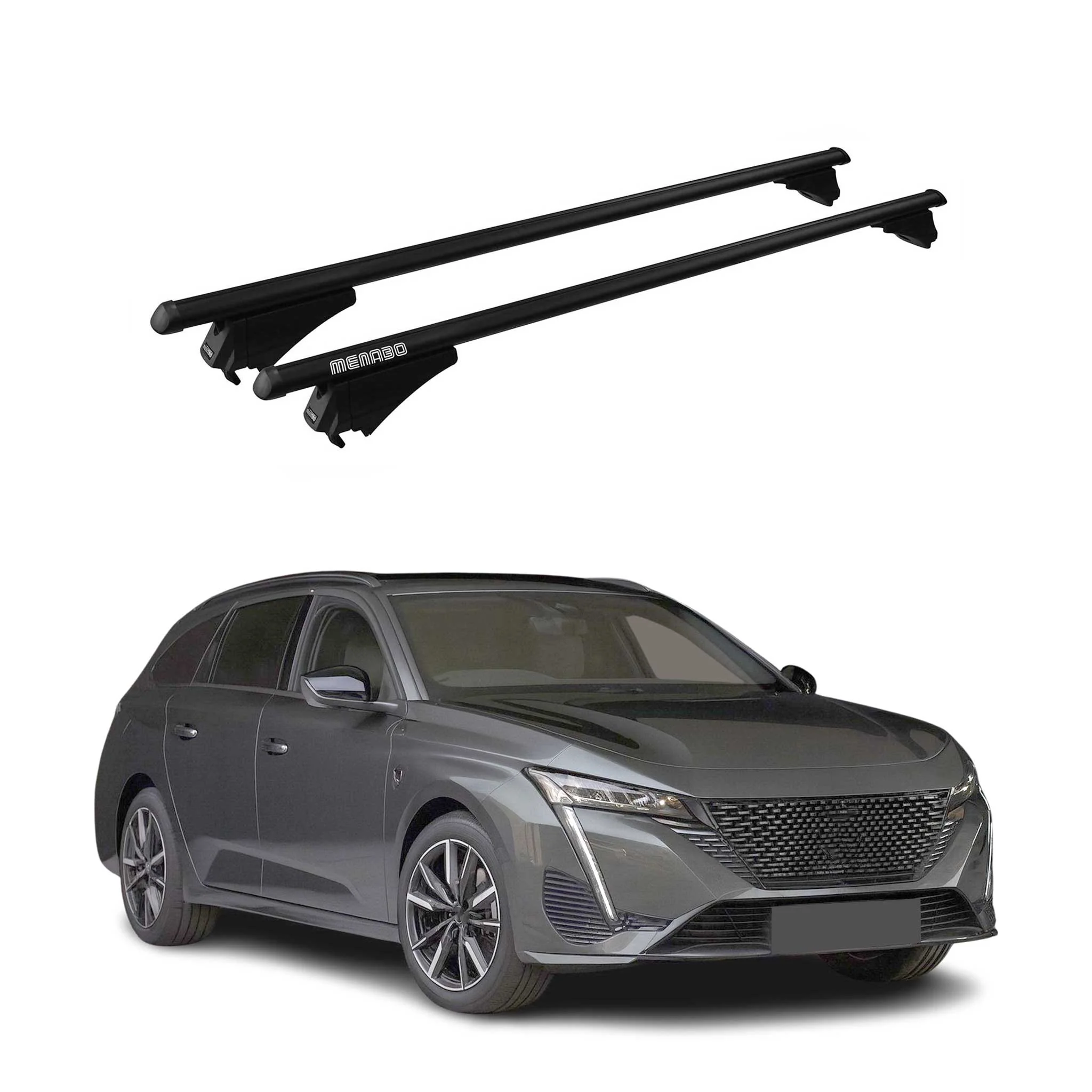 Menabo Dachträger Grundtäger für Peugeot 308 Kombi 2013-2026 75kg Alu Schwarz 2x