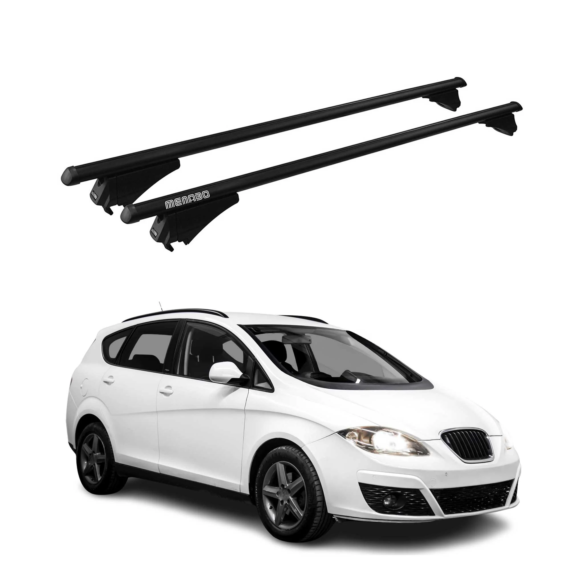 Menabo Dachträger Grundtäger für Seat Altea XL 2009-2015 FL 75kg Alu Schwarz 2x