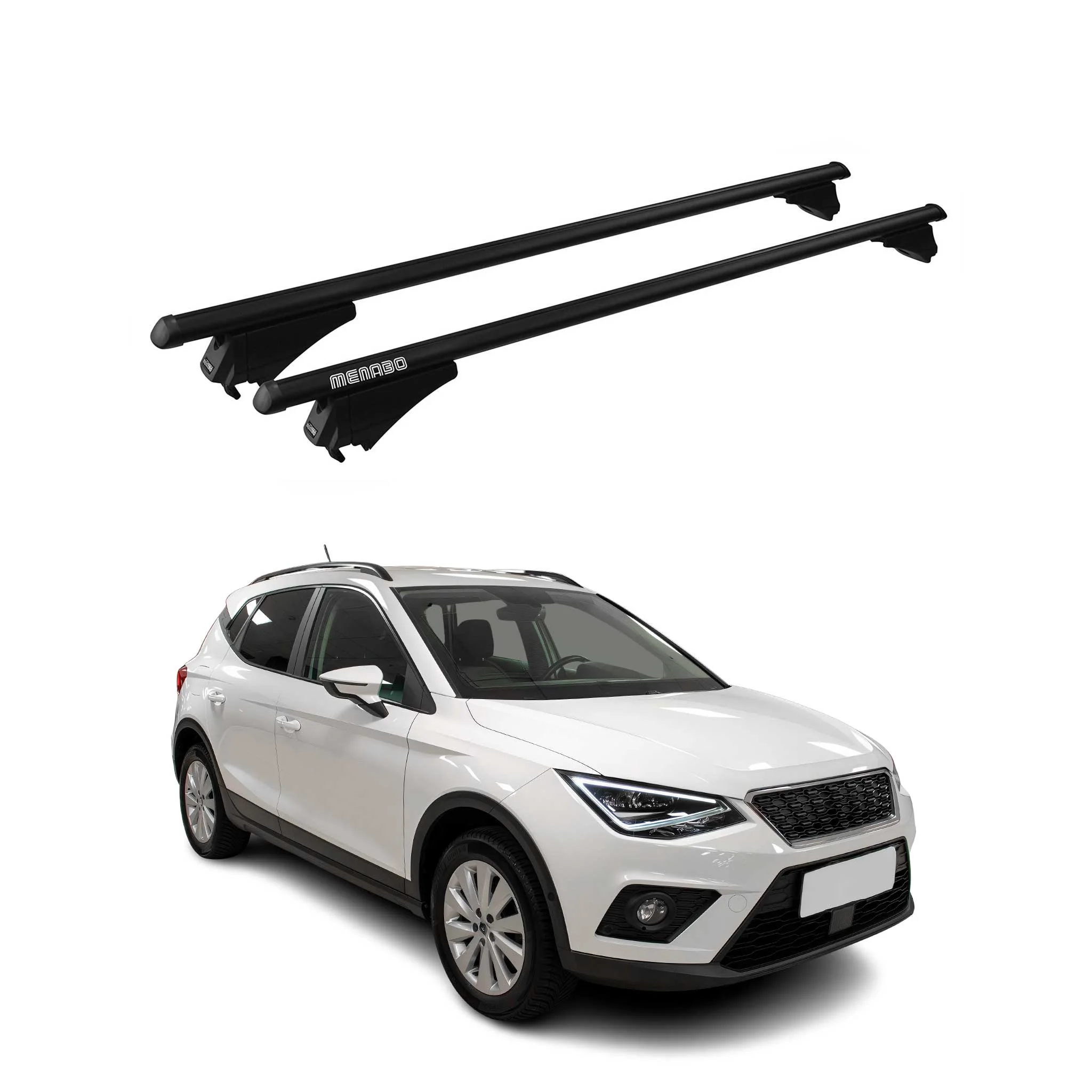 Menabo Grundträger Dachträger für Seat Arona 2017-2026 ABE Aluminium Schwarz 2x