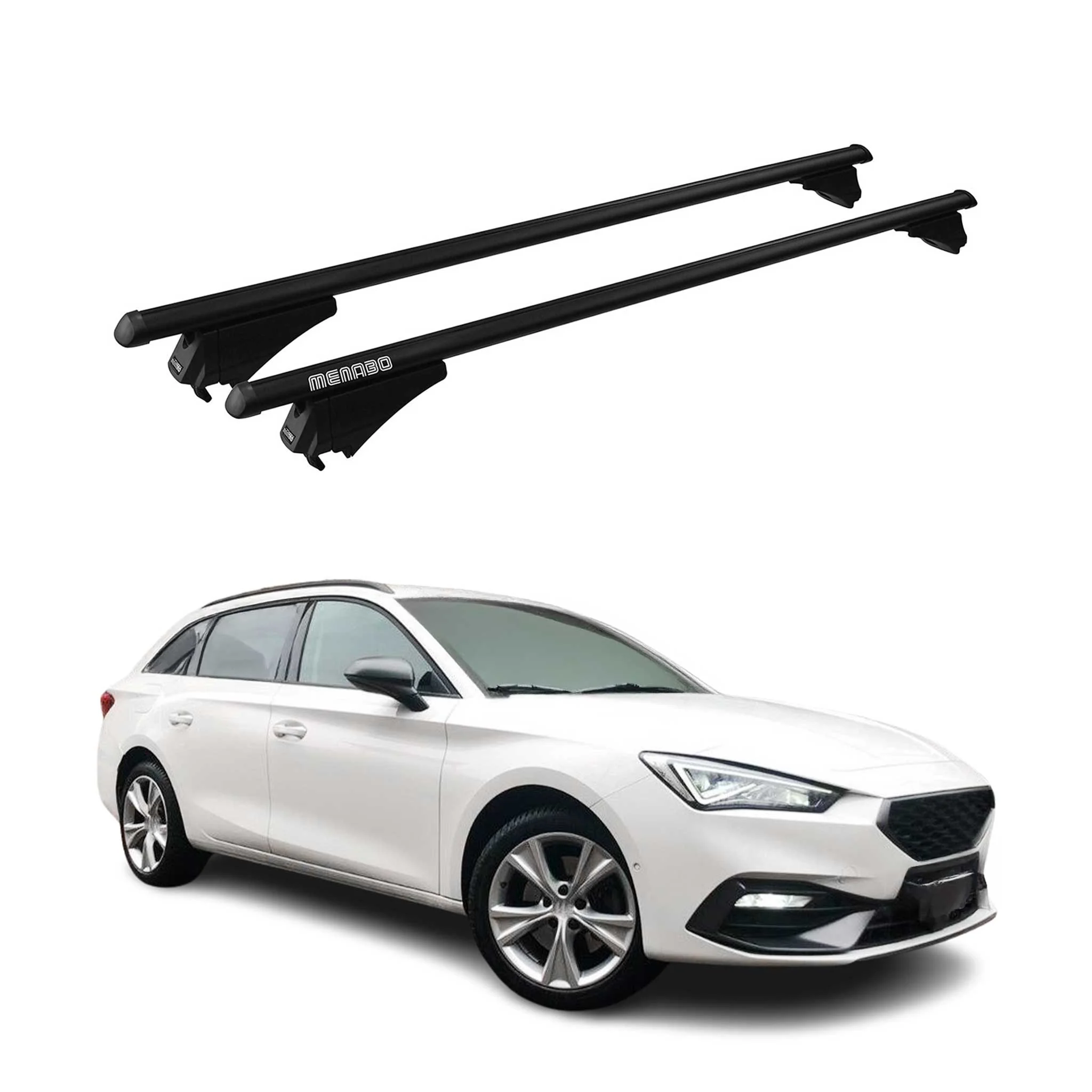 Menabo Grundträger Dachträger für Seat Leon 2020-2026 ABE Aluminium Schwarz 2tlg