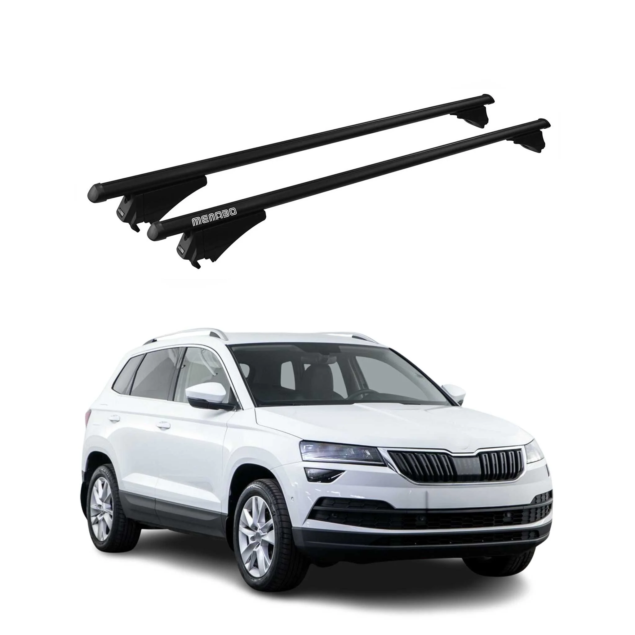 Menabo Dachträger Grundtäger für Skoda Karoq 2017-2026 75kg Alu Schwarz 2 tlg