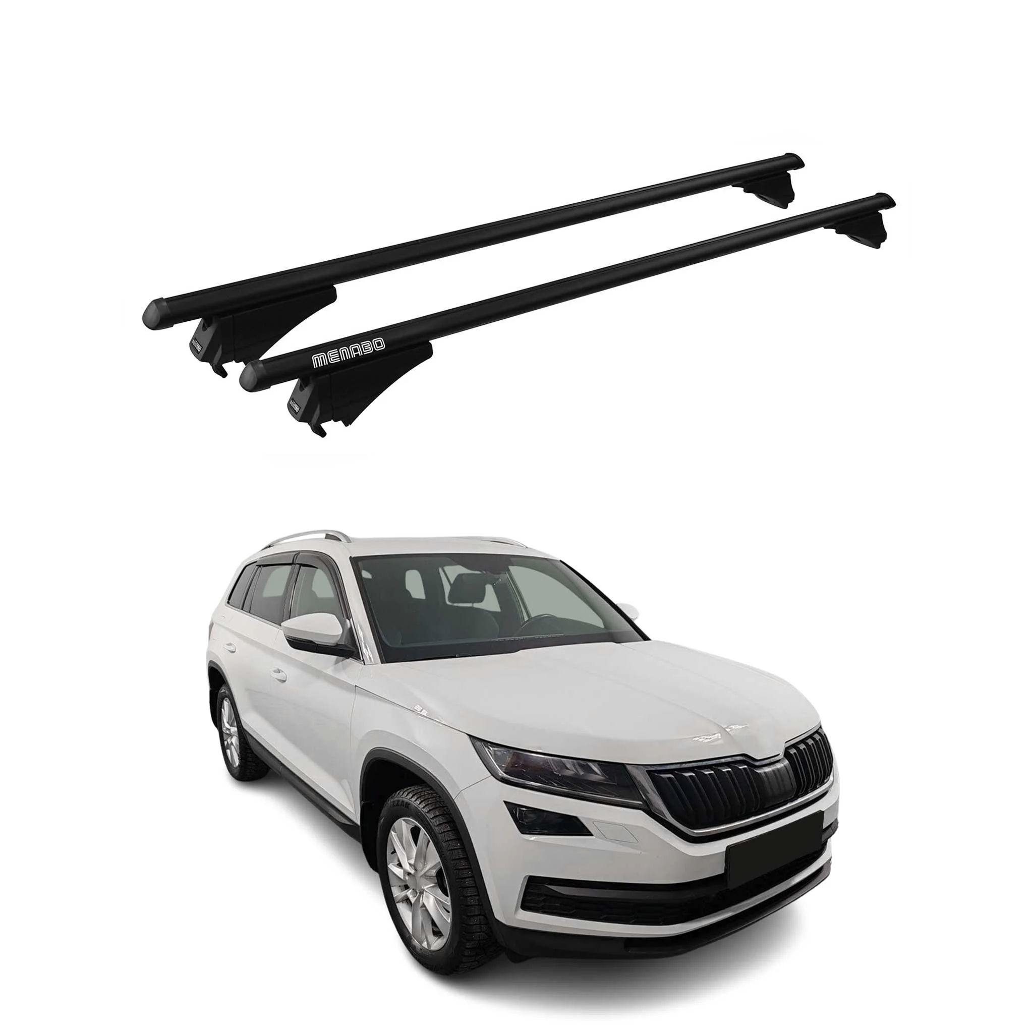 Menabo Grundträger Dachträger für Skoda Kodiaq 2016-2024 ABE Alu Schwarz 2x