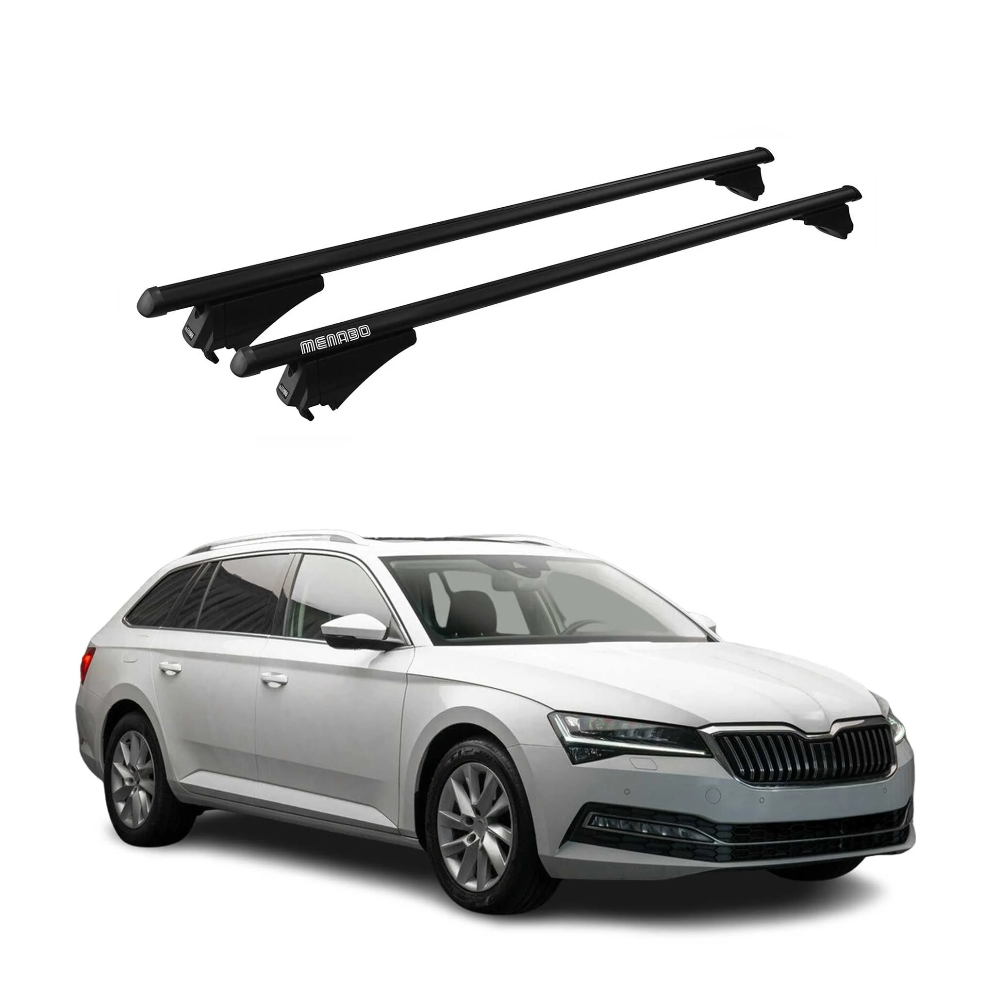 Menabo Grundträger Dachträger für Skoda Superb Kombi 2015-2024 ABE Alu Schwarz