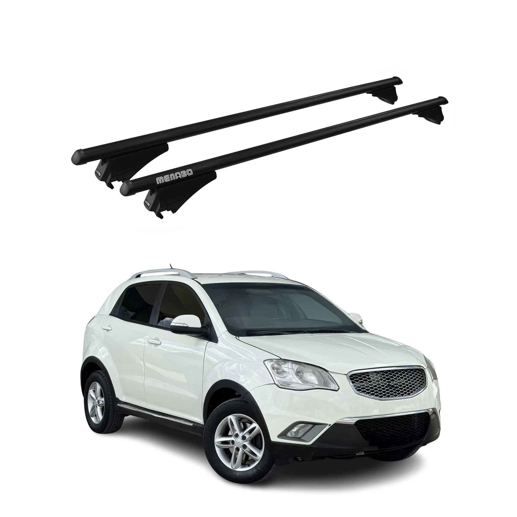 Menabo Dachträger für Ssangyong Korando C200 2011-2019 ABE Aluminium Schwarz