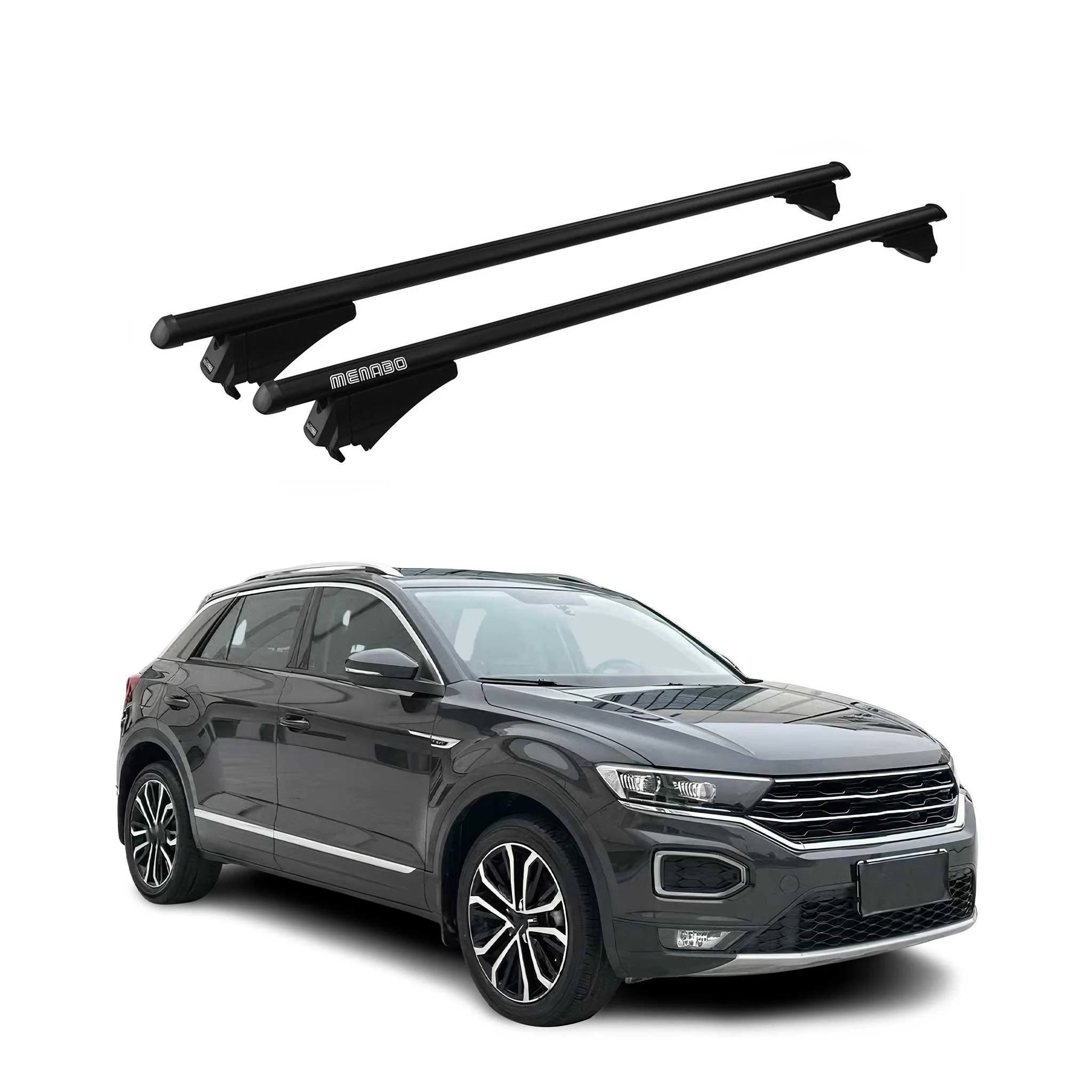 Menabo Dachträger Grundtäger für VW T-Roc 2017-2025 75kg Aluminium Schwarz 2 tlg