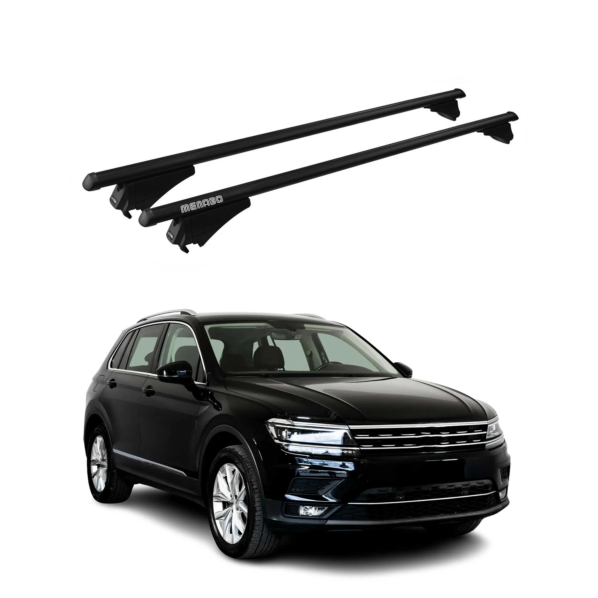 Menabo Dachträger für VW Tiguan II R-Line 2016-2024 75kg Alu Schwarz 2x