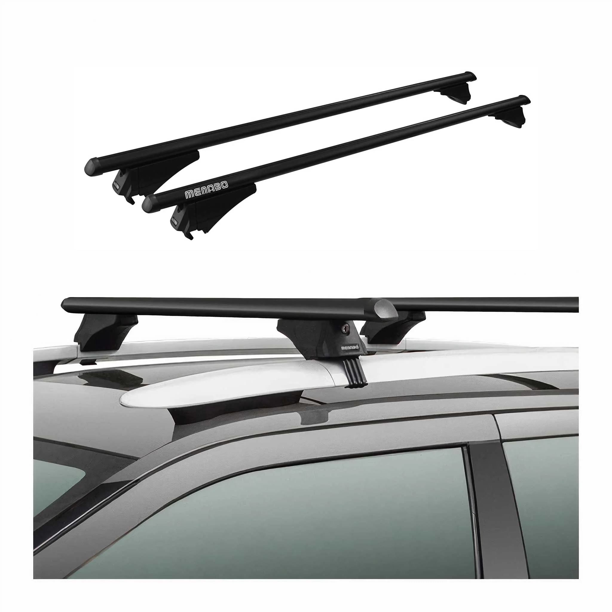 Menabo Dachträger Grundtäger für Fiat Panda 169 Cross 2003-2015 75kg Alu Schwarz - Image 2