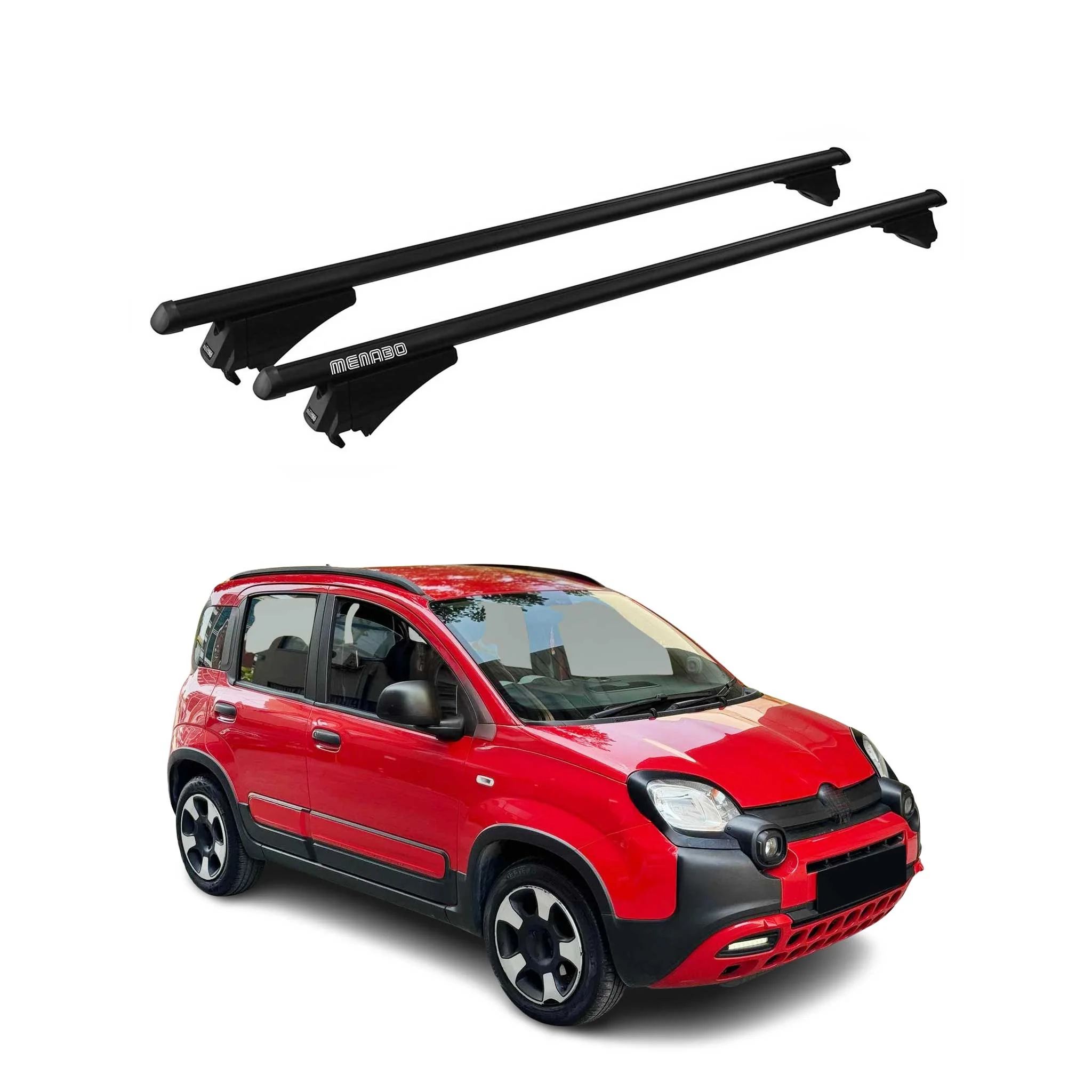 Menabo Grundträger Dachträger für Fiat Panda Hybrid 2020-2026 ABE Alu Schwarz