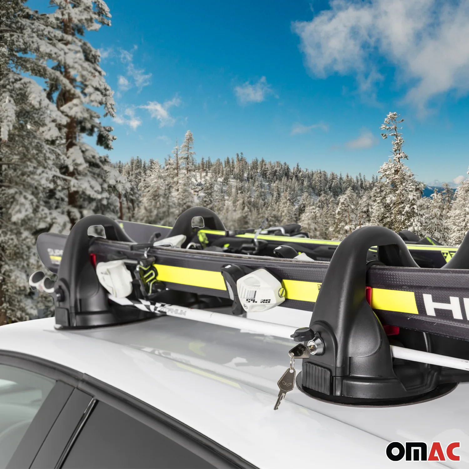 Menabo Magnetischer Skiträger Snowboardträger Dachträger Abschließbar Schwarz 2x - Image 6
