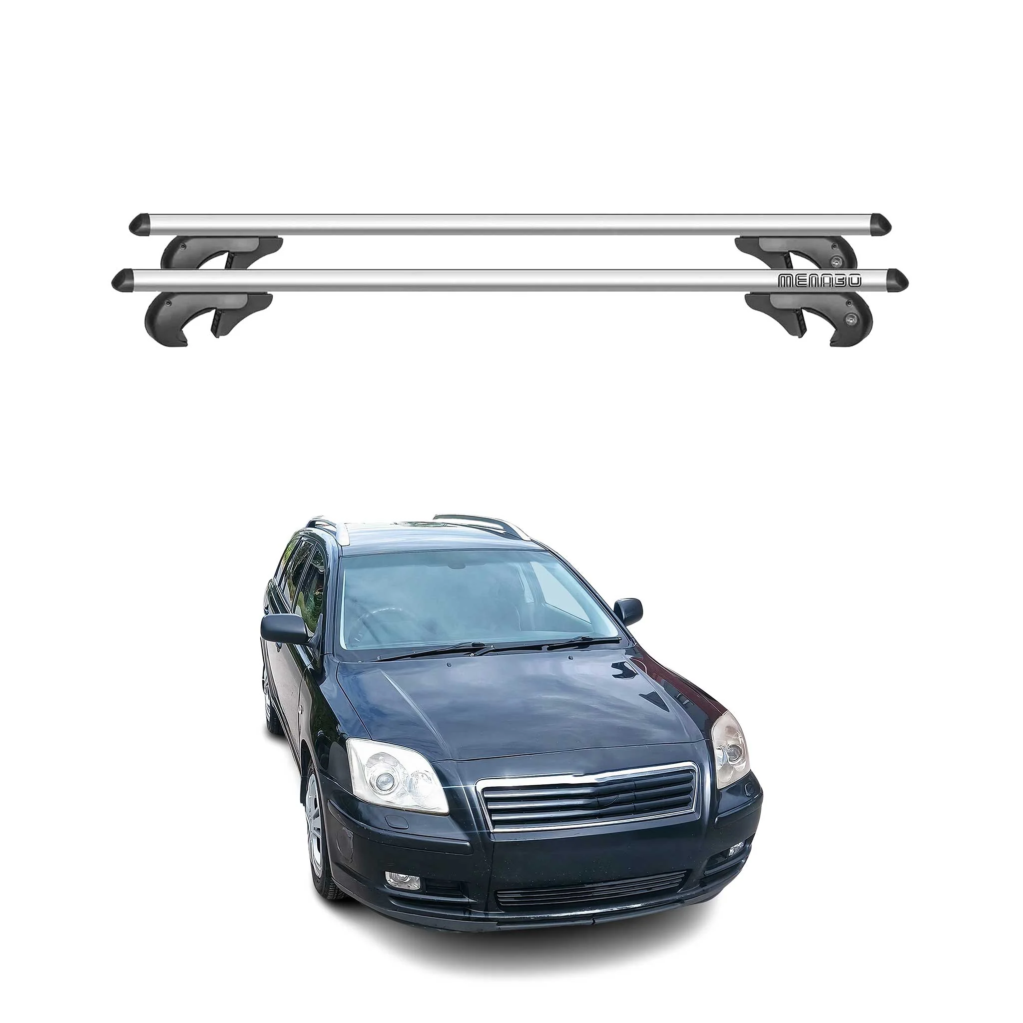 Menabo Dachträger für Toyota Avensis mk1 Kombi 1997-2003 5 tür 90kg Alu Grau 2x