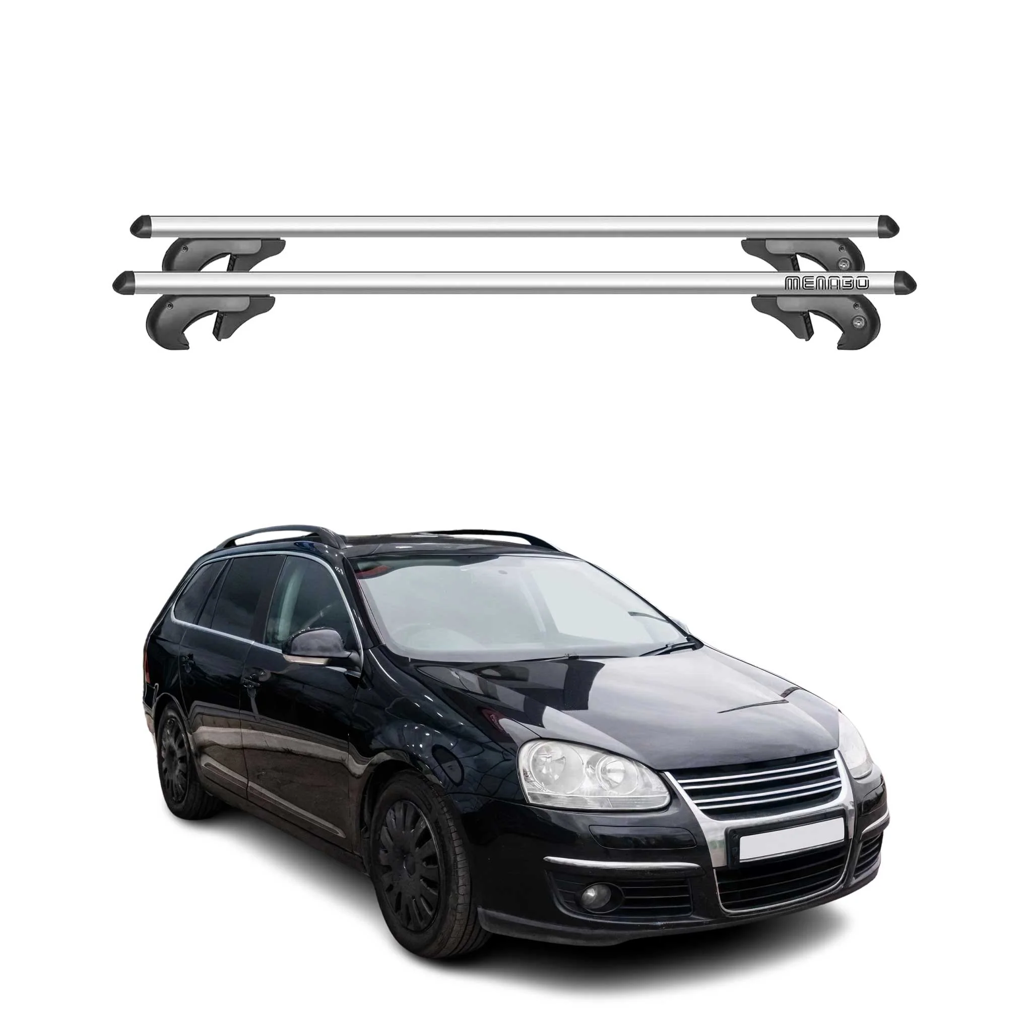Menabo Dachträger Grundtäger für VW Golf Variant 2003-2008 90kg Alu Silber 2 tlg