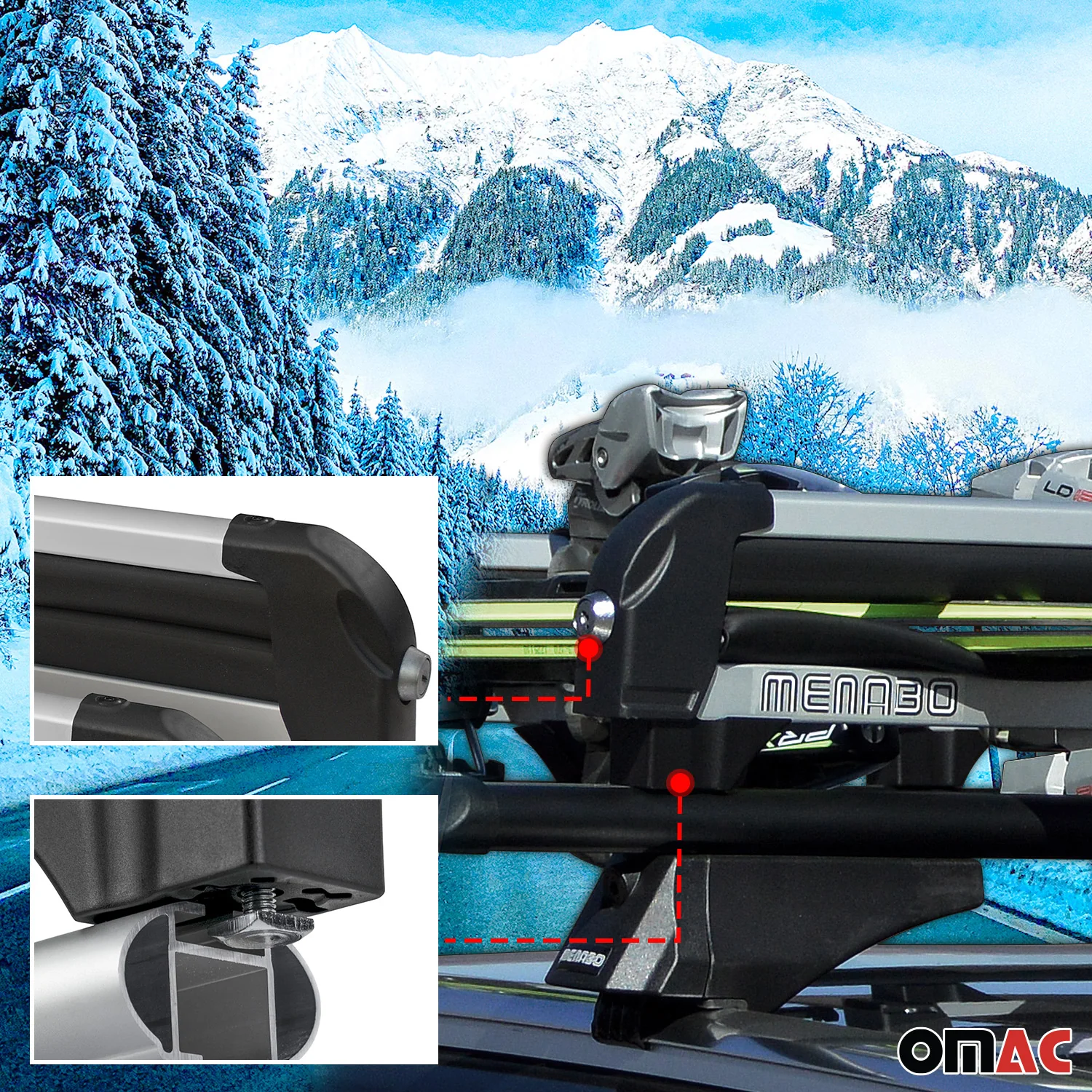 Menabo Skiträger Snowboardträger Universal Abschließbar Schwarz 2x - Image 5