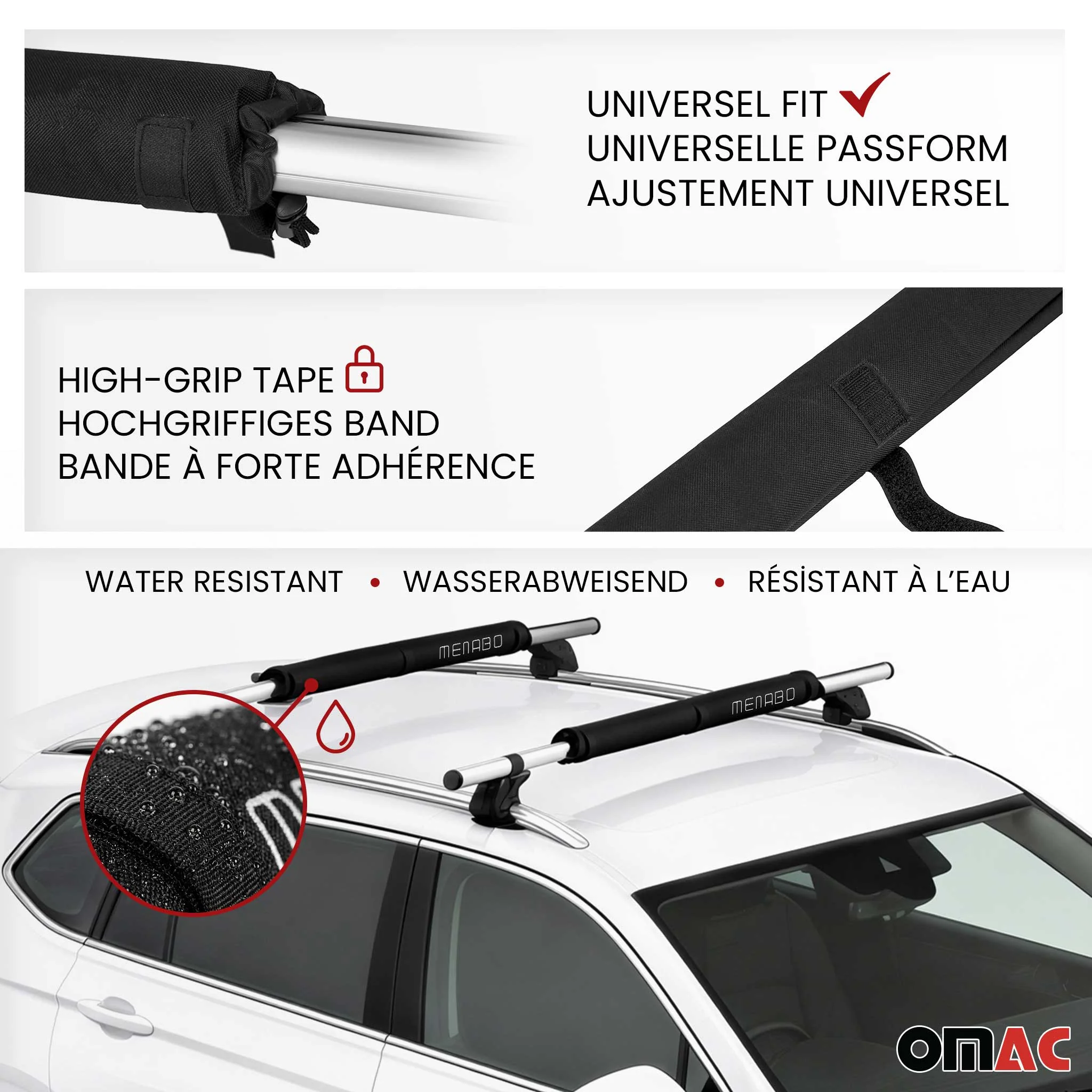 Menabo Surfbretträger Dachträger Softdach Windsurf Pad Kajak Snowboard 2x - Image 3