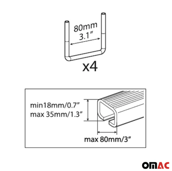 Menabo U-Befestigung Satz U-Bügel 80MM für Dachkoffer Dachbox - Image 3