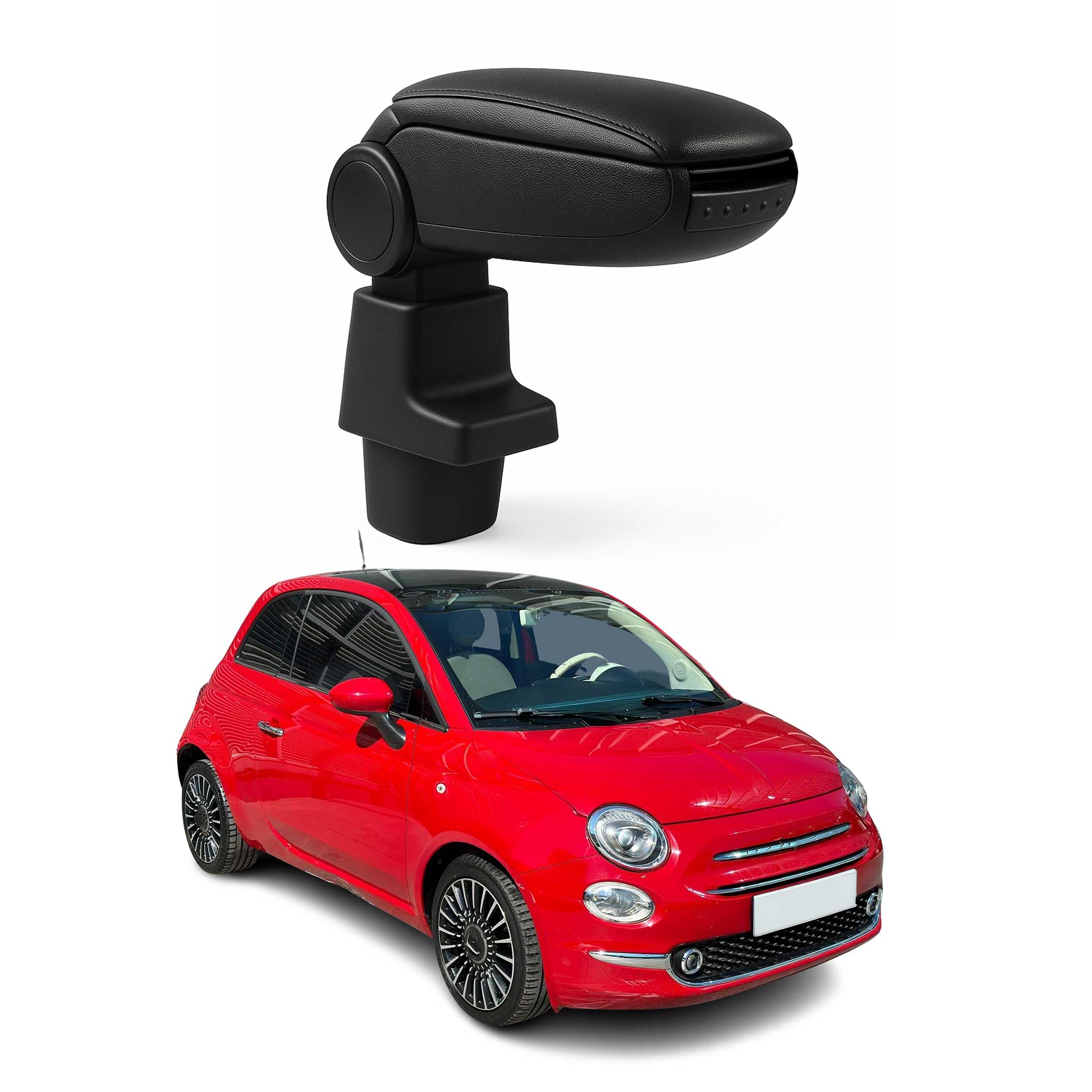 Mittelarmlehne Armlehne für Fiat 500 500C 2016-21 Facelift Modelle PU-Leder ABS