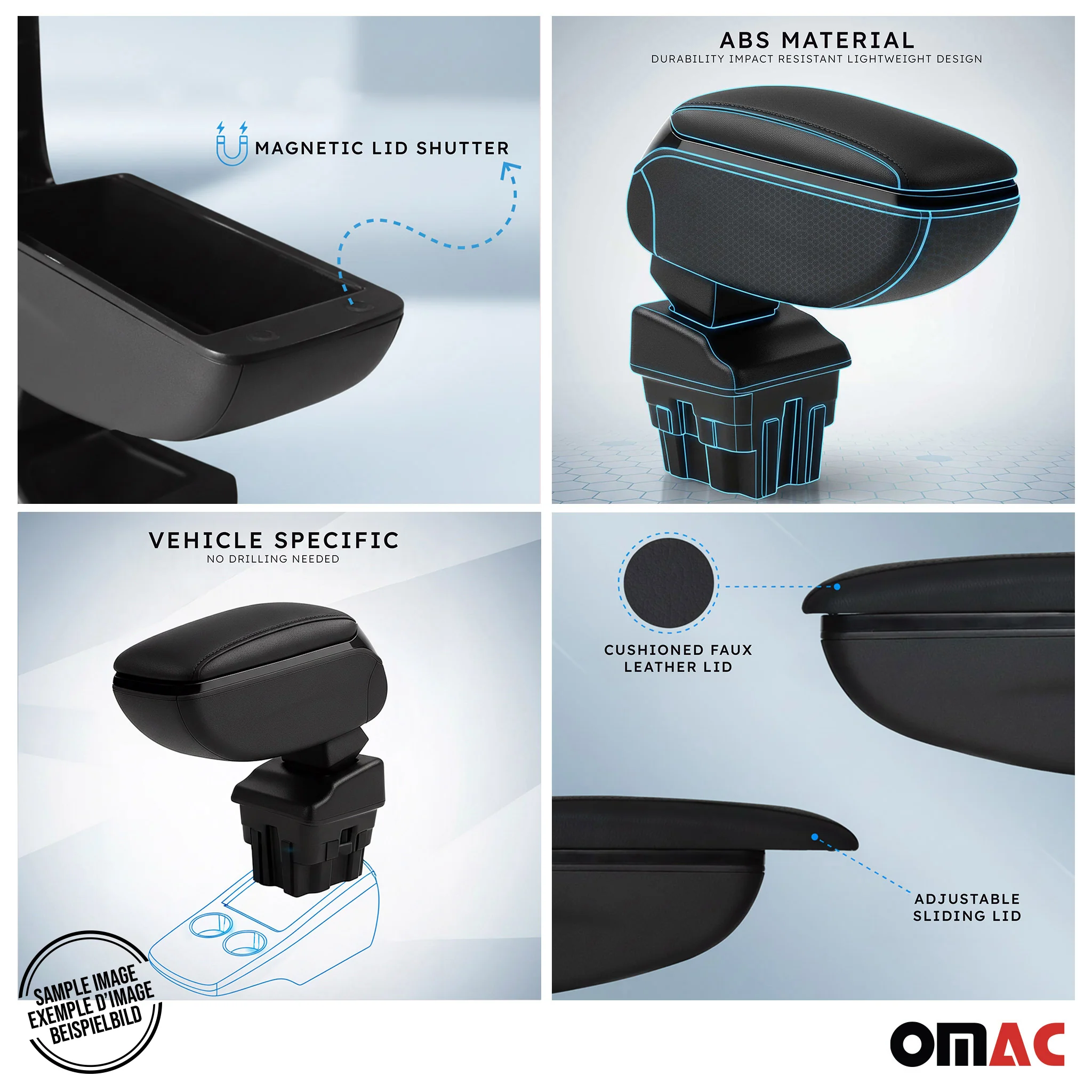Armlehne Mittelarmlehne Mittelkonsole für Kia Picanto 2011-2017 PU-Leder Schwarz - Image 3