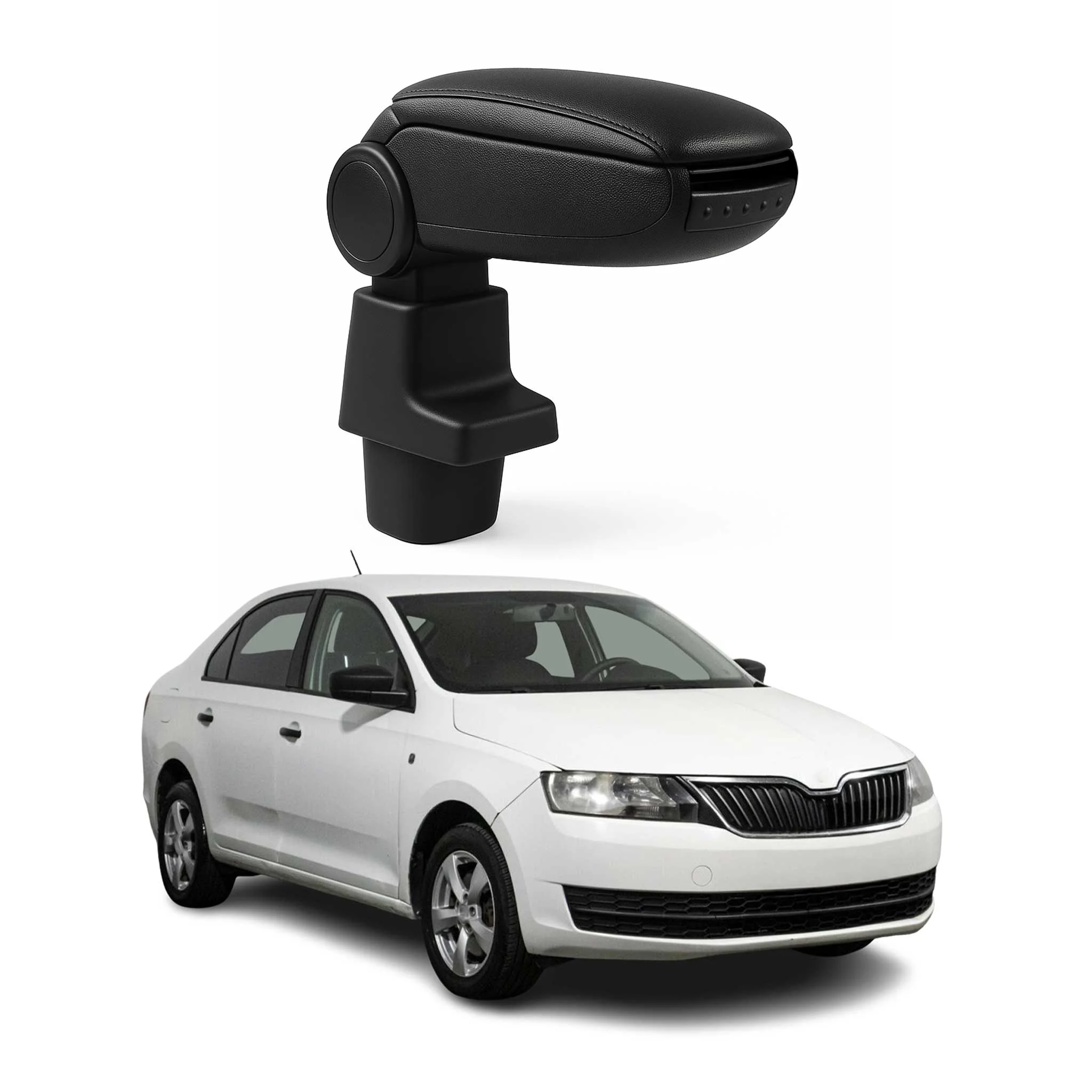 Mittelarmlehne Armlehne Mittelkonsole für Skoda Rapid 2012-2019 PU-Leder Schwarz