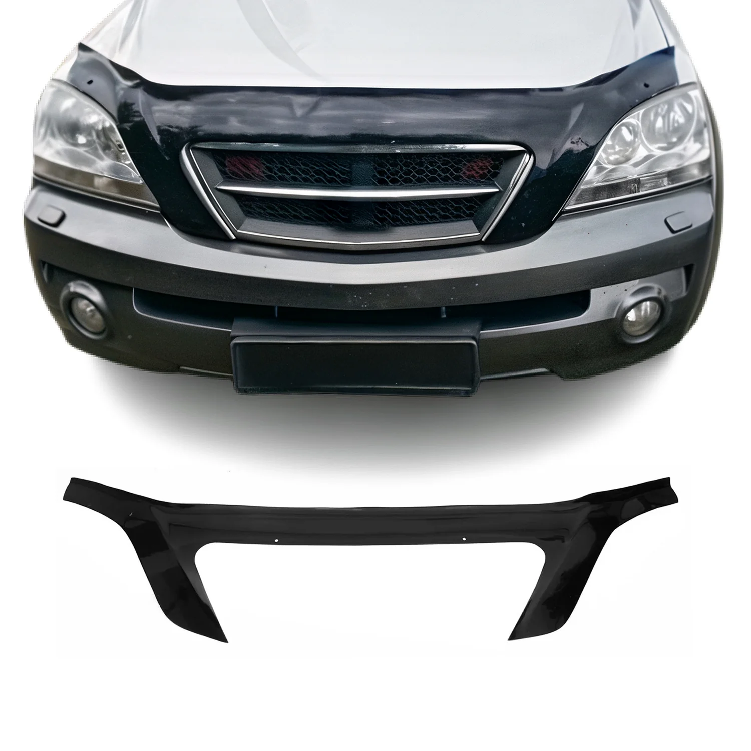 Motorhaube Deflektor Steinschlagschutz für Kia Sorento mk1 2002-2009 Schwarz