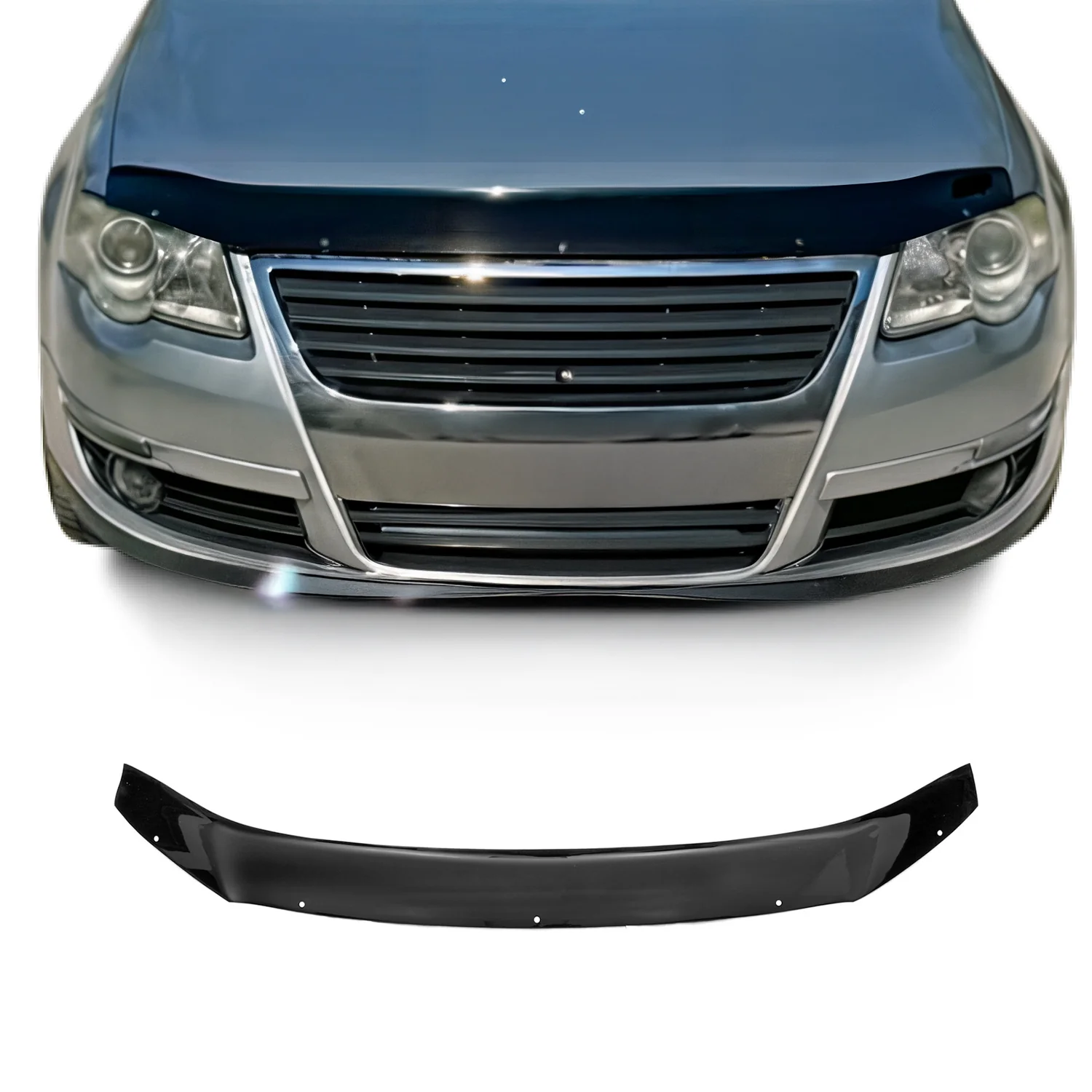 Motorhaube Deflektor Steinschlagschutz für Vw Passat B6 2005-2010 Schwarz