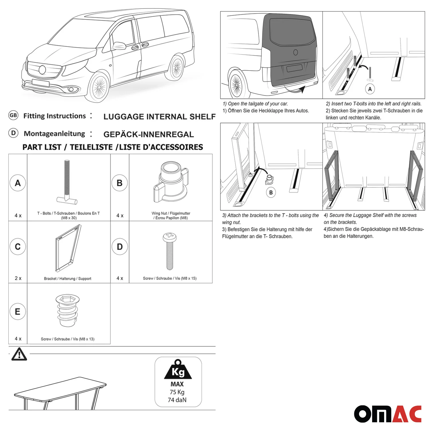 Multiflexboard Schienen 2x für Mercedes Vito W447 2014- mit Unterlage Schrauben - Image 5