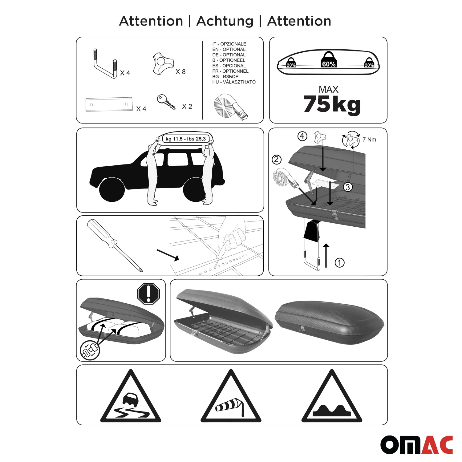 OMAC Dachbox Dachkoffer Gepäckbox 480 Liter Carbonlook Abschließbar Autobox - Image 10