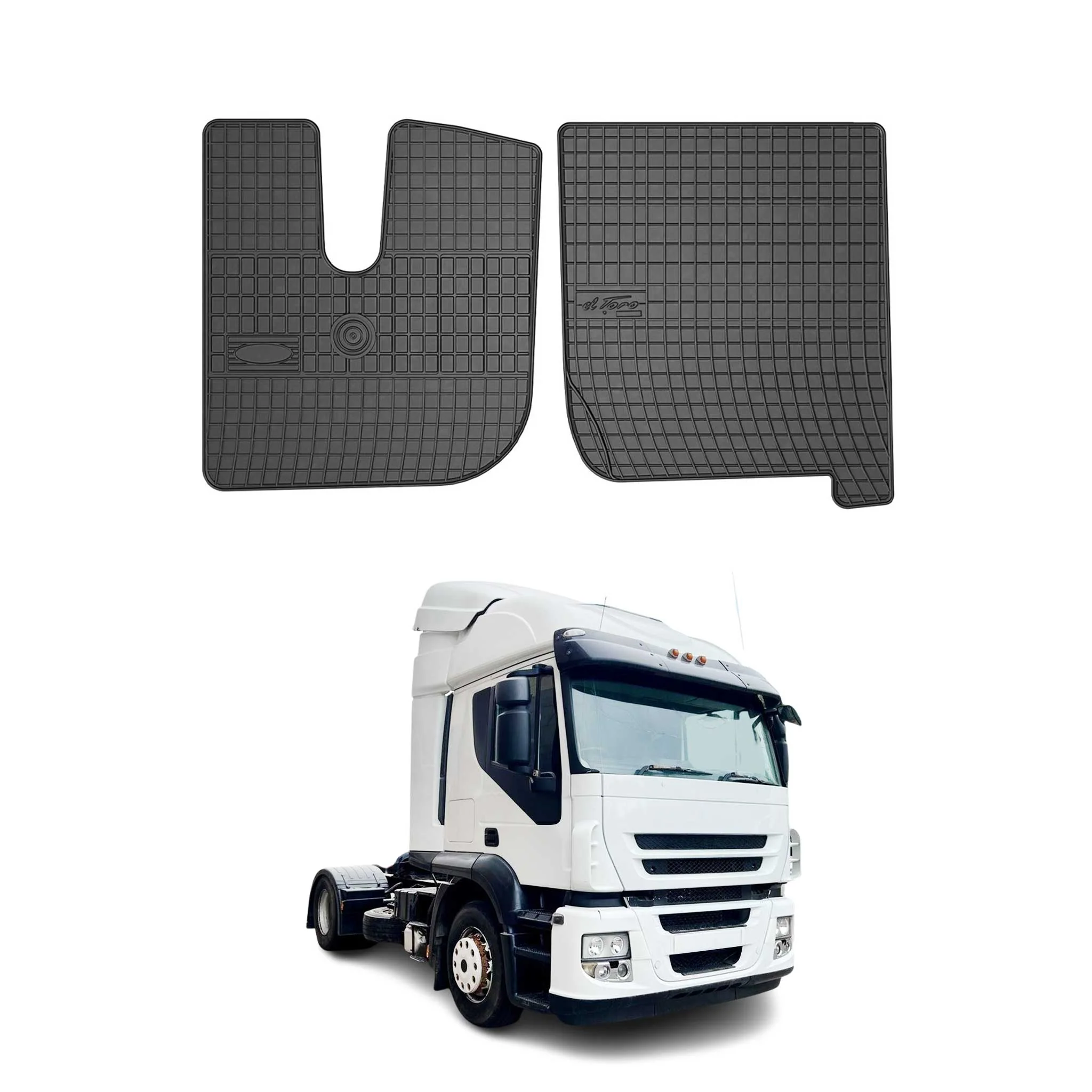 OMAC Gummi Fußmatten für Iveco Stralis Kabina 2002-2019 Automatten Schwarz 2x