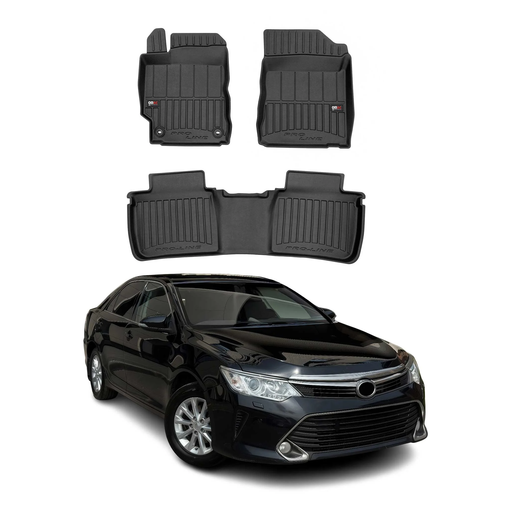 OMAC Gummi Fußmatten für Toyota Camry Limo 2012-2018 Premium Gummi Schwarz 3tlg