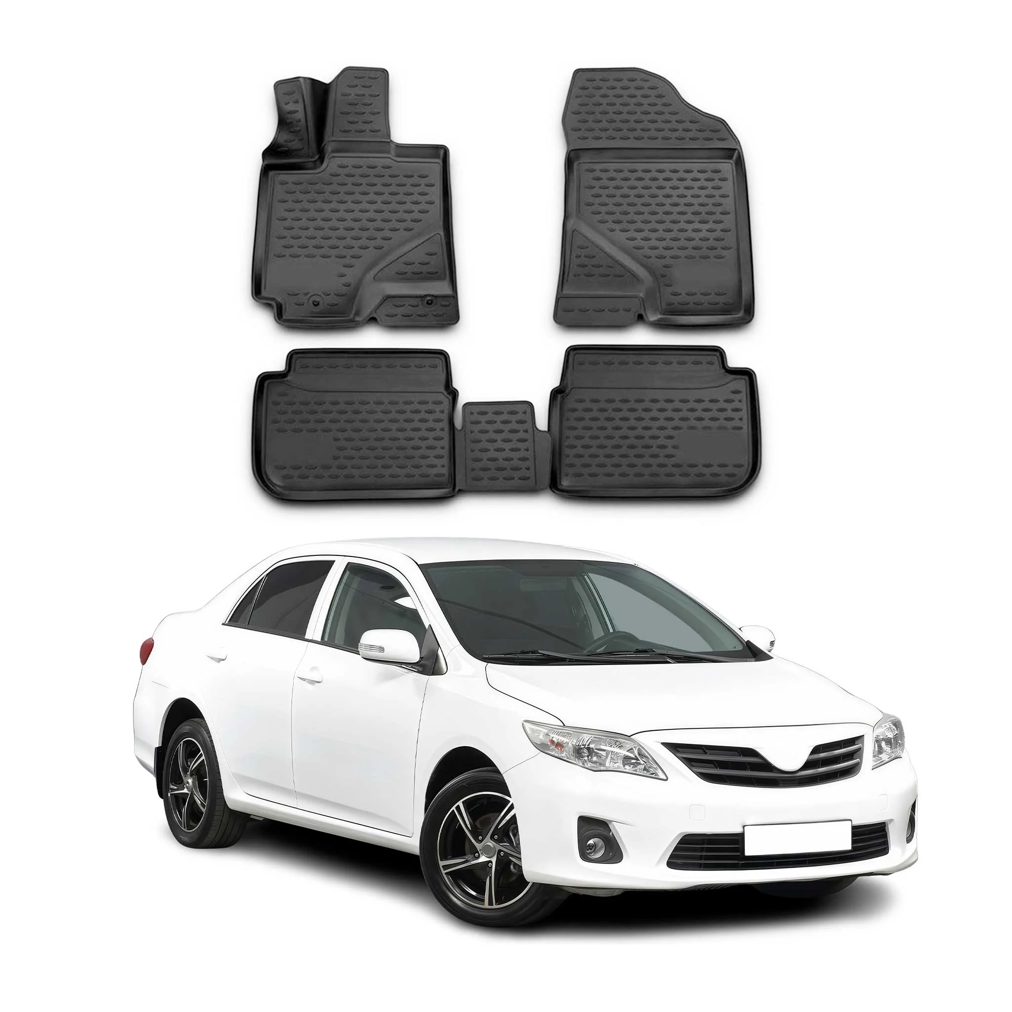 OMAC Gummi Fußmatten für Toyota Corolla E14/15 2007-2013 Automatten Schwarz 4x